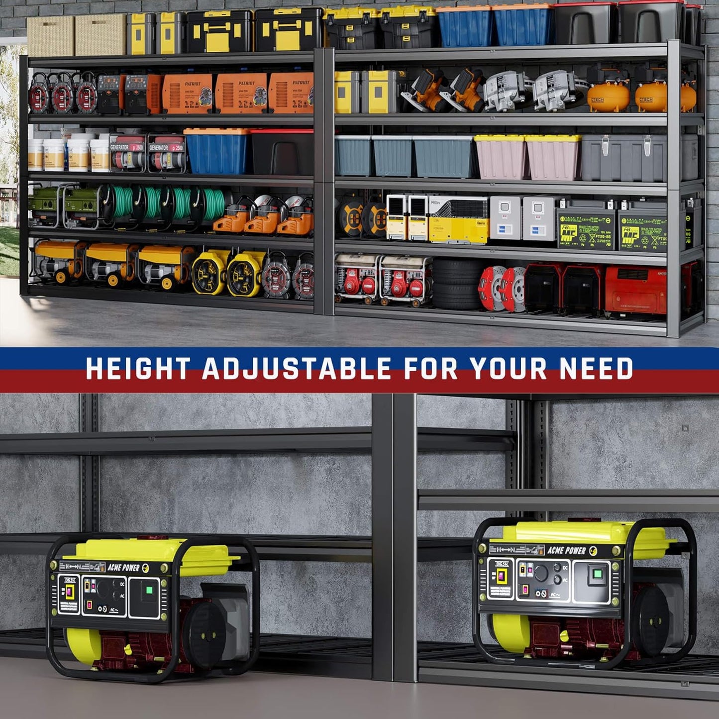 67" Wide 5-Tier Garage Shelving Unit, 67" W x 24" D x 84" H, Heavy Duty Garage Storage Shelves,3500 LBS Capacity, Industrial Adjustable Shelves for Basement, 2 Pack