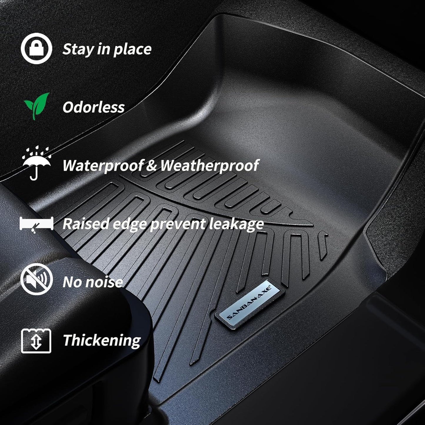 Floor Mats & Trunk Mat for Chevrolet Tahoe 2021-2024 2025-2nd Row Bench Seat (8 Seats Version) /GMC Yukon（Not Fit XL,TPE All Weather Protection Car Floor Liners for Chevy Tahoe