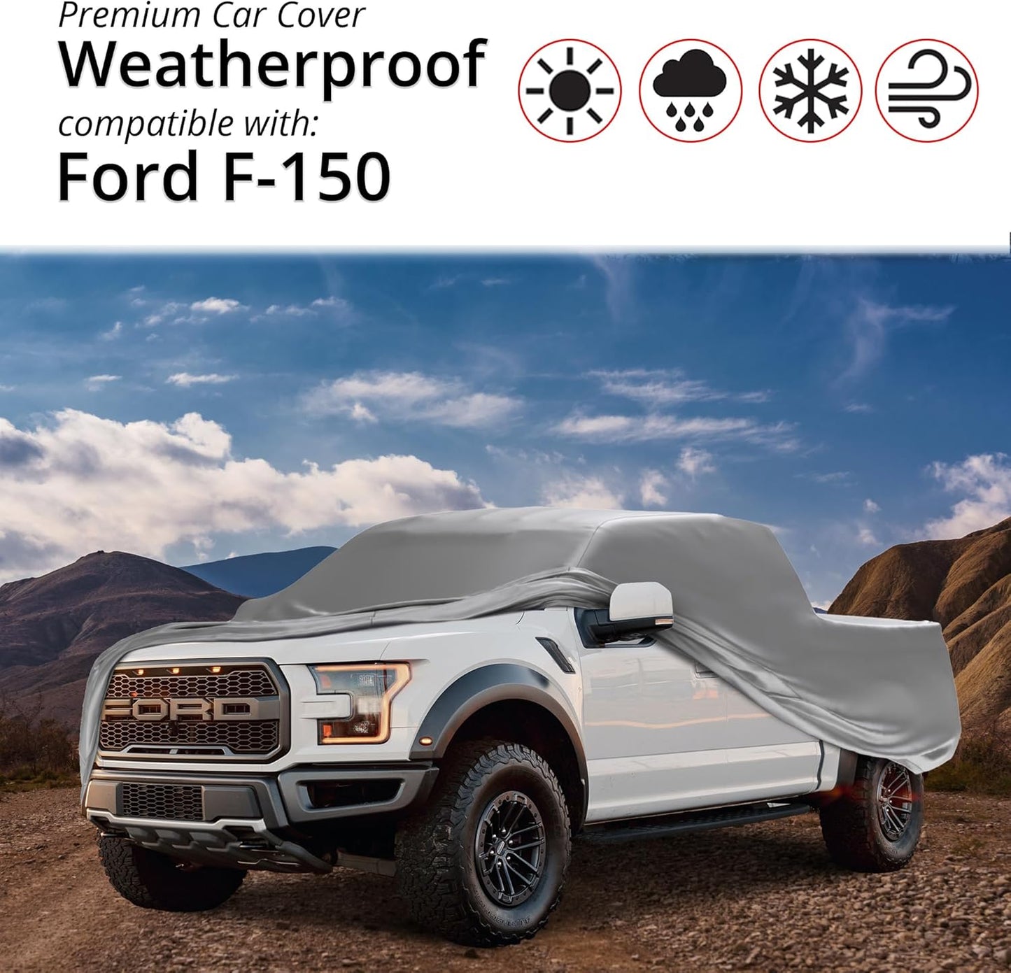 Car Covers Weatherproof Max Truck Cover & Warranty Compatible with Ford 2021-2024 F-150 SuperCab, 6.5– Outdoor Cover, Prevents Theft with Cable Lock