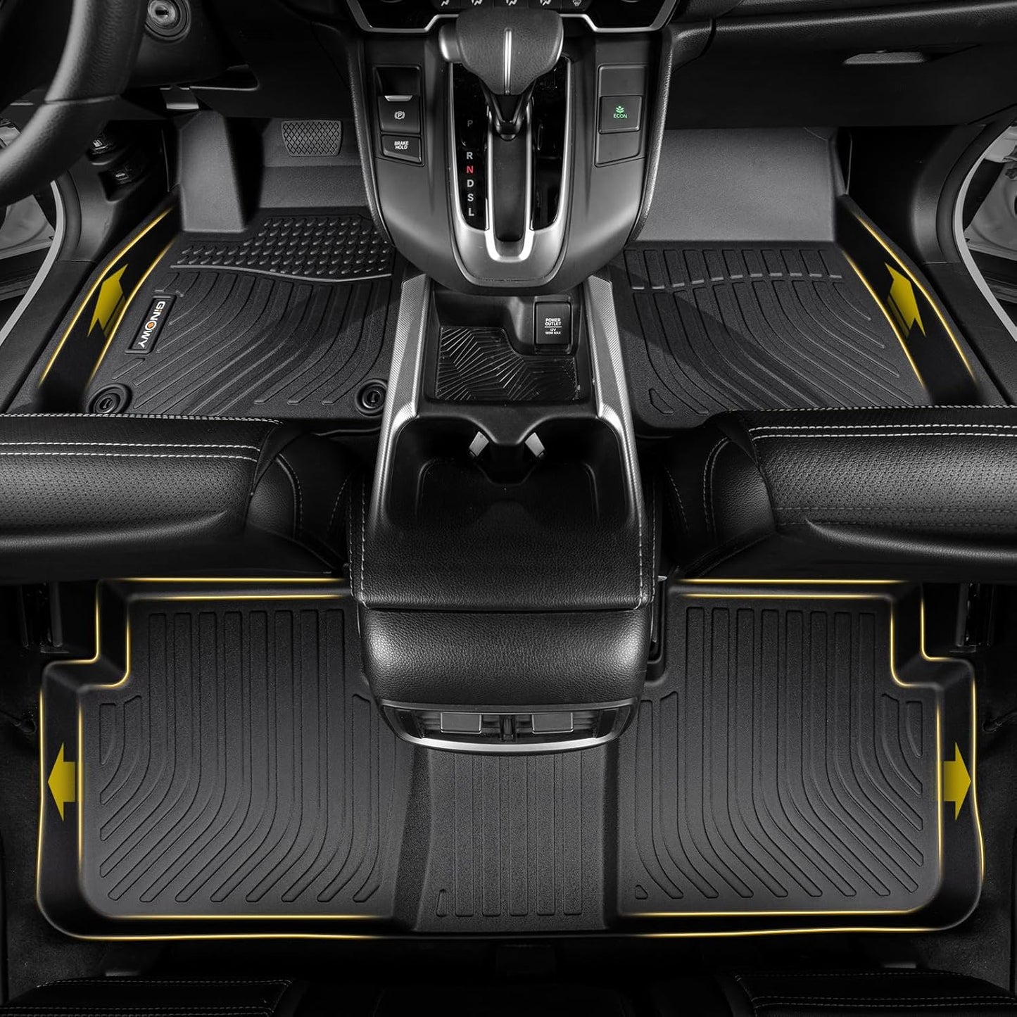 GINOWY-Floor Mats & Cargo Liner for Honda Civic 2016-2021 Civic Sedan/Civic Si (Not Hatchback/Coupe/Type R) All Weather Civic Car Mats Non-Slip Floor Liners Waterproof Accessories Black