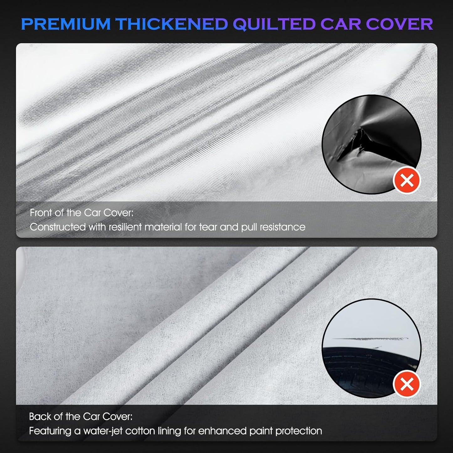 Car Cover Custom Fit for Dodge Challenger 2008-2025,6 Layers Truck Cover Waterproof All Weather for Automobiles,Outdoor Full Exterior Cover,Rain, Sun, Wind Protection,Silver