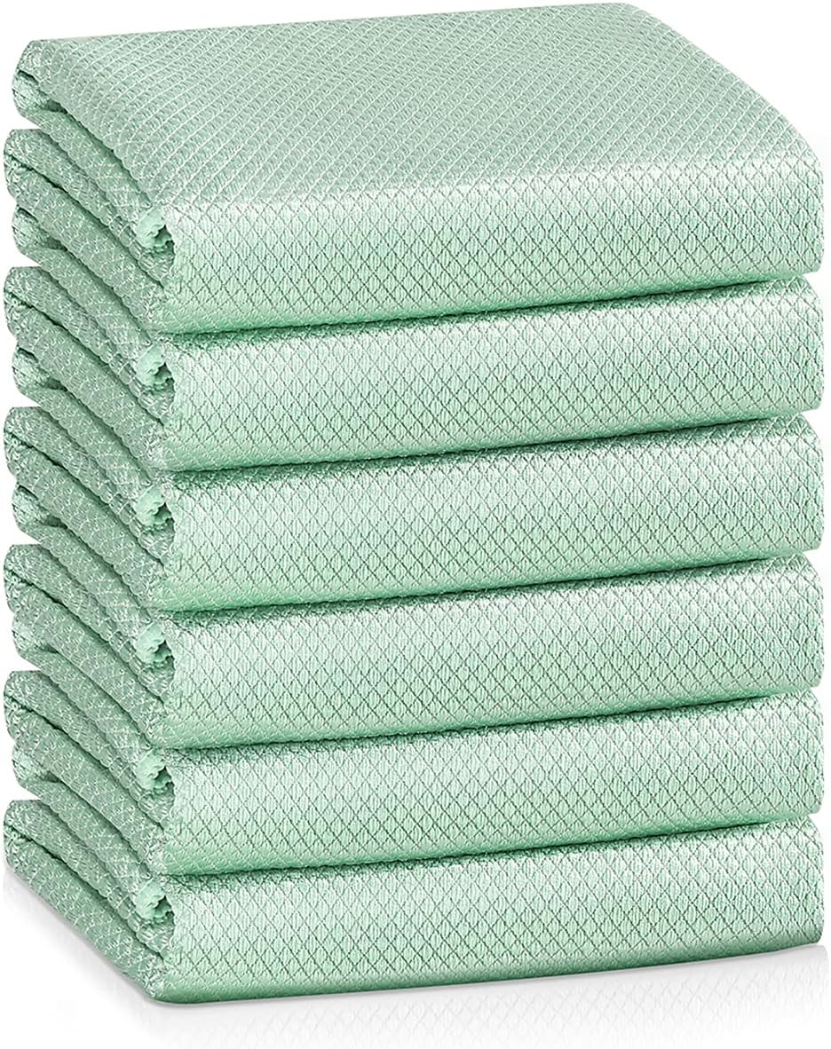 Nanoscale Cleaning Cloth,Easy Clean Fish Scale Microfiber Glass Cleaning Cloths Streak Free for Window Car Mirrors Windshield Lint Free Microfiber Polishing Cleaning All-Purpose Towel Pack of 6(Green)