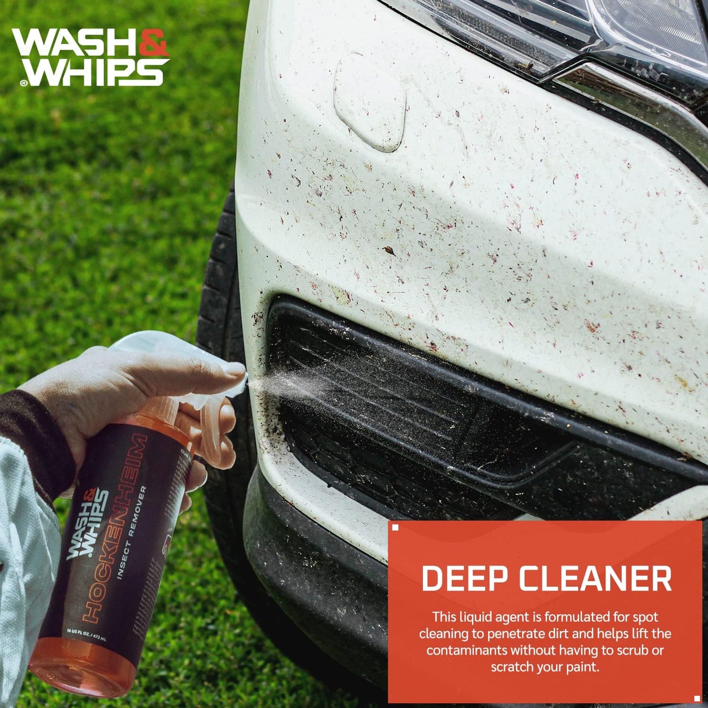 WASH&WHIPS Hockenheim Bug & Insect Remover - for Droppings & Grease for Car Detailing, RVs, Trailers Professional Strength Dissolves without Scratching, (128 fl.oz.)
