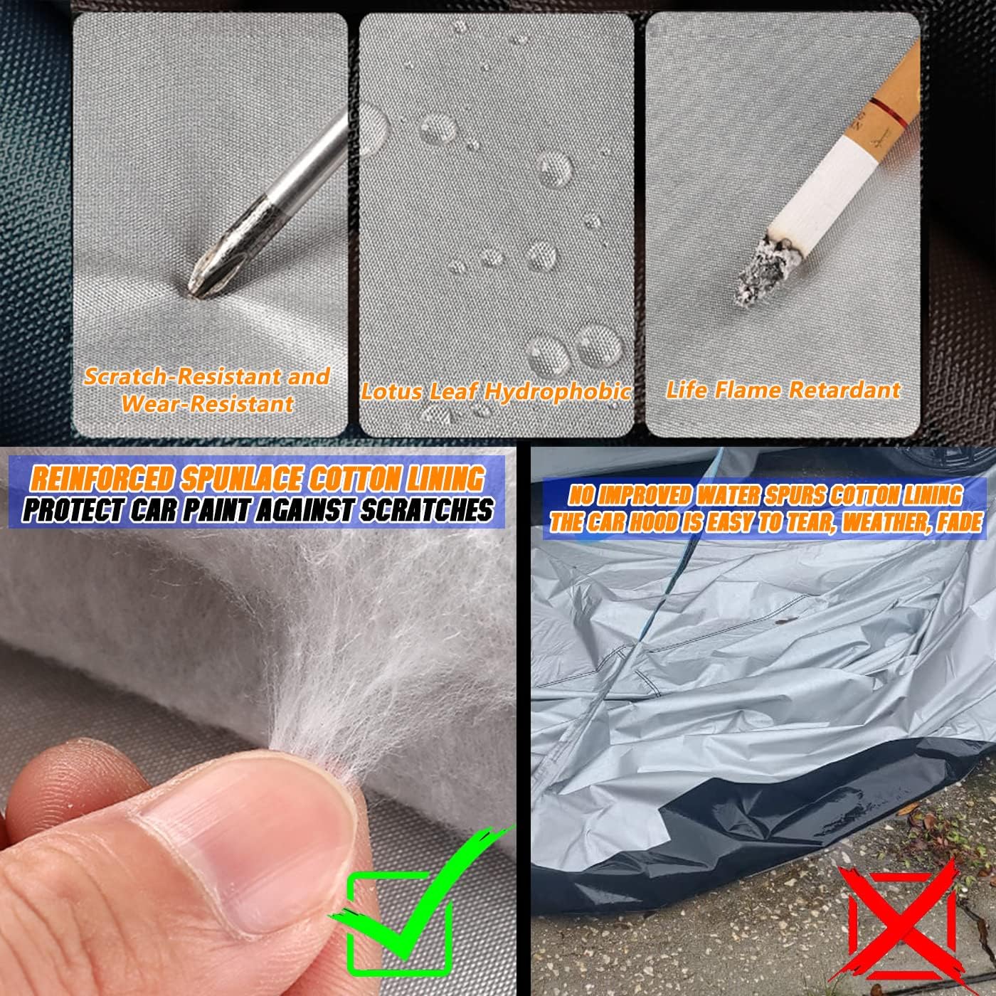 Breathable New Material, Waterproof Car Cover, Locks and Zipper Doors, Sunscreen Waterproof UV Prevention Snowproof Wind and Windproof,Suitable for Indoor Outdoor,for SUV (191" to 200") B12