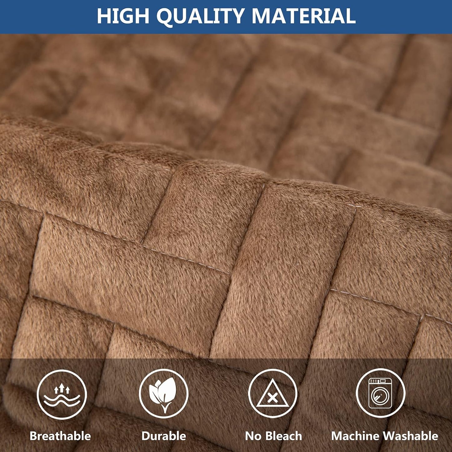 Eismodra Couch Cover,Sectional Couch Covers,Sofa Covers for 3 Cushion Couch,Anti-Slip Sofa Slipcovers for Dogs Cats Kids Loveseat Recliner L Shaped Armrest Backrest,Brown 43''x82''(Only 1 Piece)