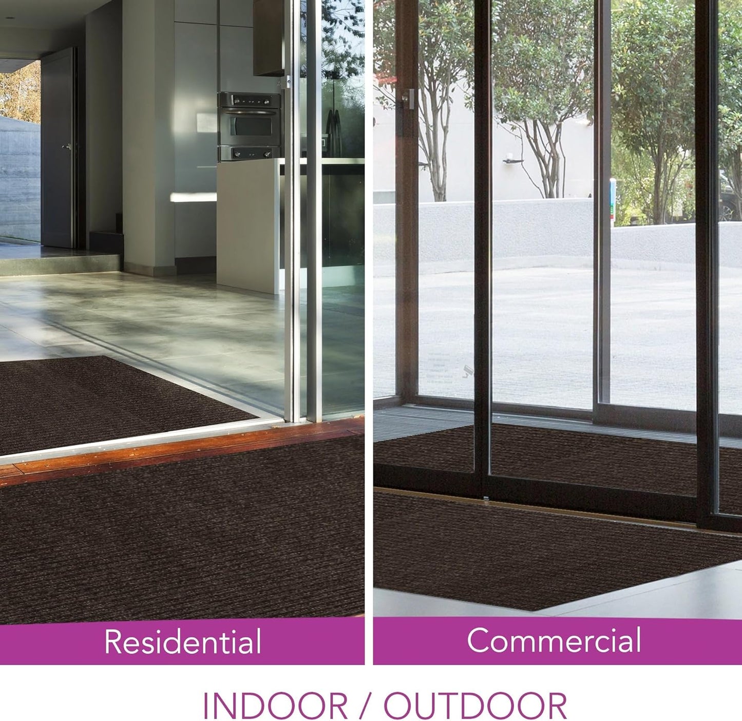 iCustomRug Spartan Weather Warrior Indoor/Outdoor Utility Ribbed Carpet Runner with Non-Slip Thermoplastic Rubber Backing, 3ft X 18ft in Brown