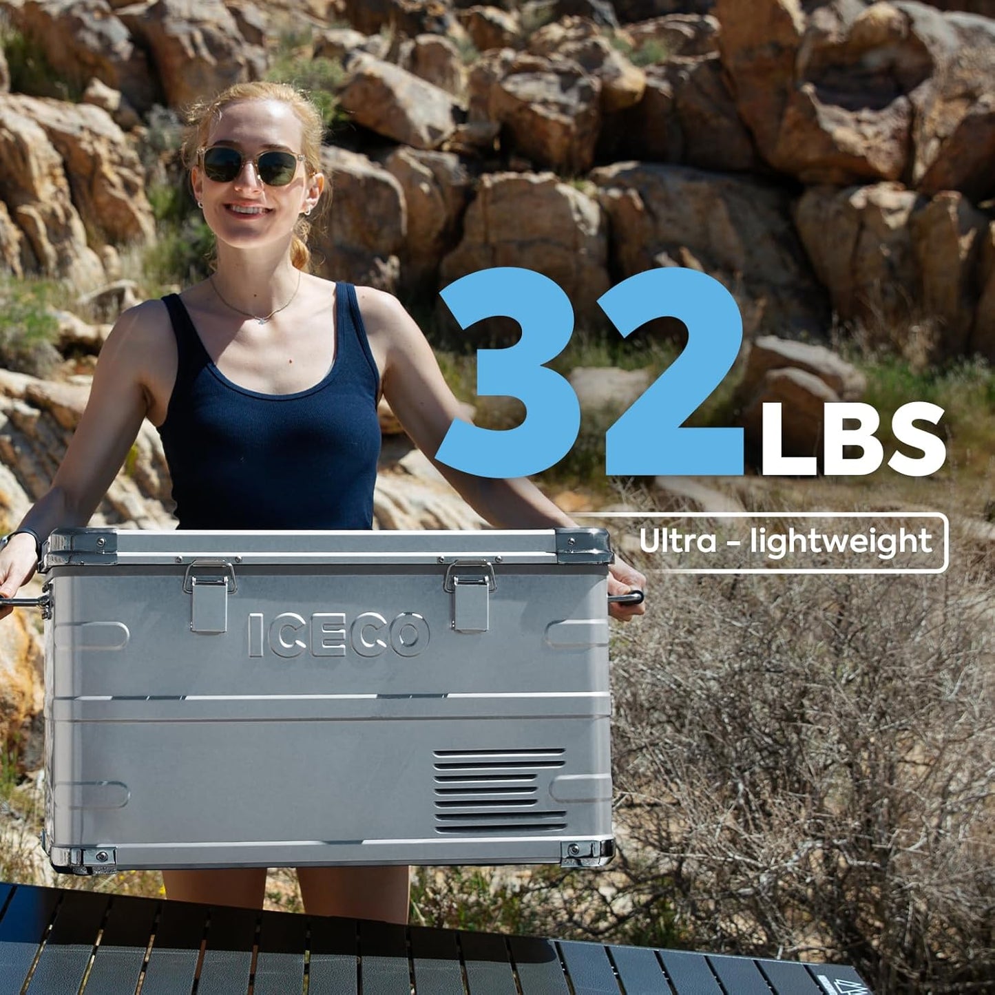 ICECO APL35 12 Volt Car Refrigerator, 37 Quart (30 Liter) Light Duty Aluminum 12v Portable Fridge Freezer, SECOP Nano Compressor, -4℉~68℉, 12/24V DC, 100-240V AC for Outdoor, Camping, RV, Truck, Boat