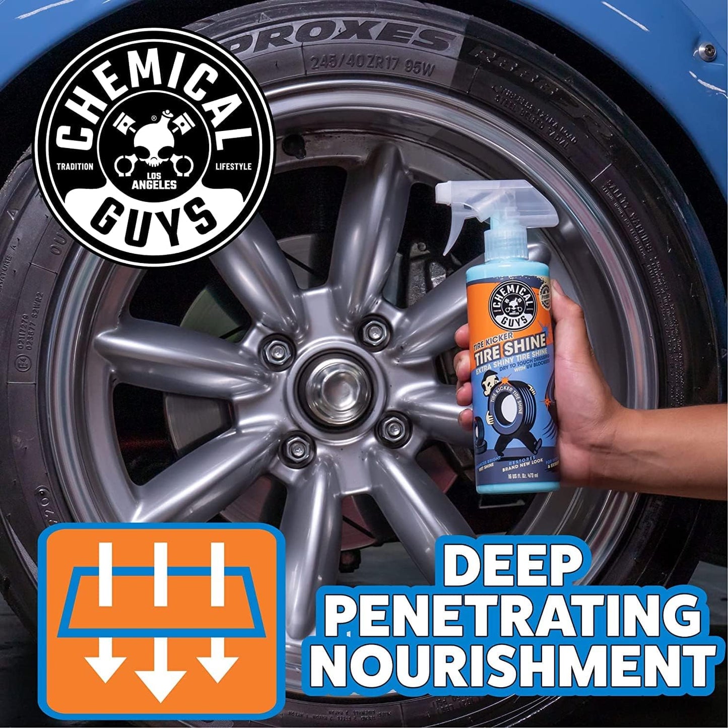 Chemical Guys Tire Kicker Sprayable Extra Glossy Tire Shine (Works on Rubber, Vinyl & Plastic) Safe for Cars, Trucks, Motorcycles, RVs & More, Extra Large Size 32 fl oz