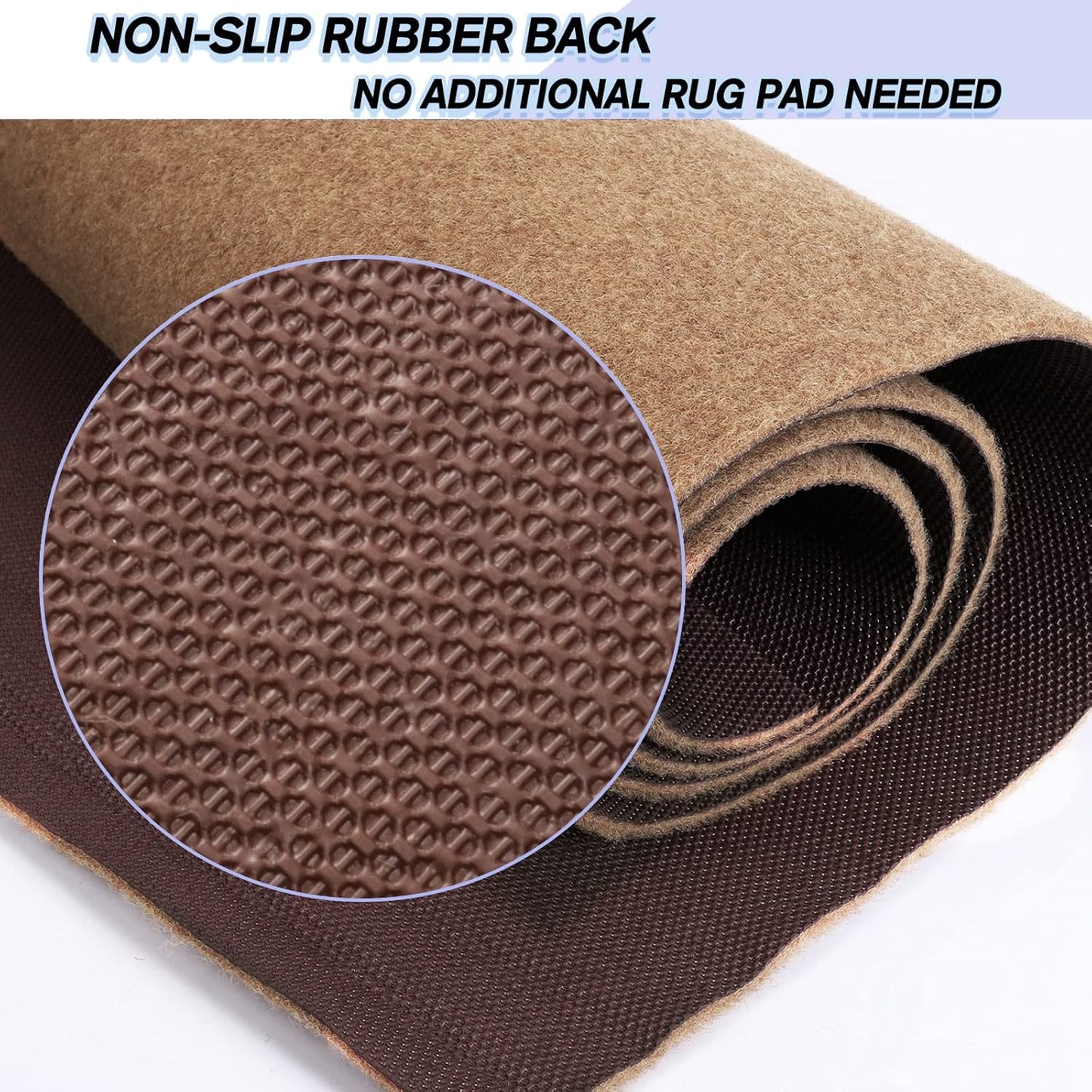 Custom Size Backed Non-Slip Area Rugs Runner, Easy Clean, Waterproof Runner Rugs for Hallway Entryway, Kitchen, Laundry, 3FT x 13FT, Beige