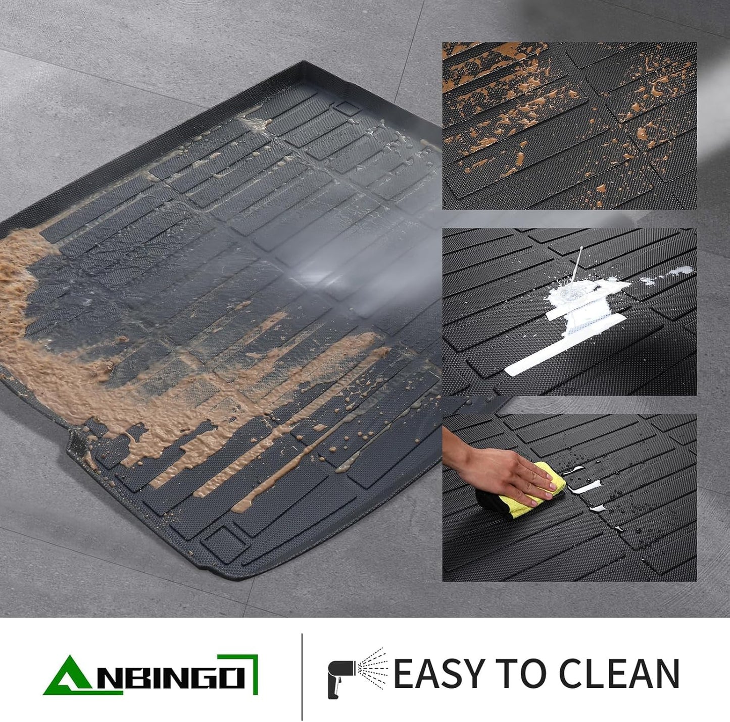 ANBINGO®Floor Mats Fit for Hyundai Kona 2018-2023 (No for EV)&Cargo LinerAll Weather Mats for 2019 Kona TPE Car Mat Rugs for 2020 Kona Rubber Trunk Carpet for 2021 Kona Automotive