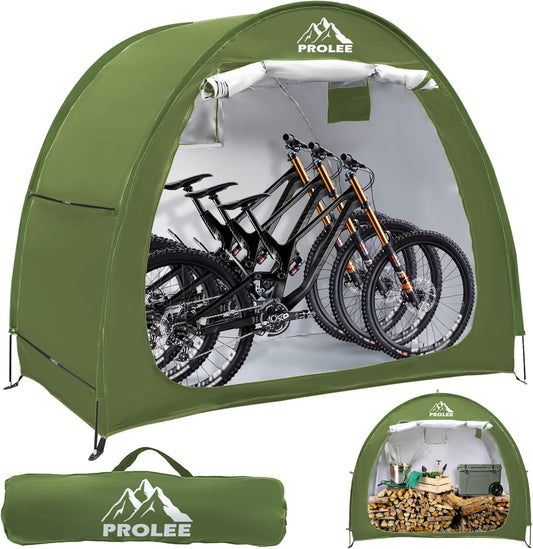 Prolee Bike Shed 6.6FT Waterproof 210D Oxford Fabric, Bike Storage with Window Design for Outdoor Storage, Bike Storage Tent for 2-3 Bikes, Outdoor Storage Waterproof