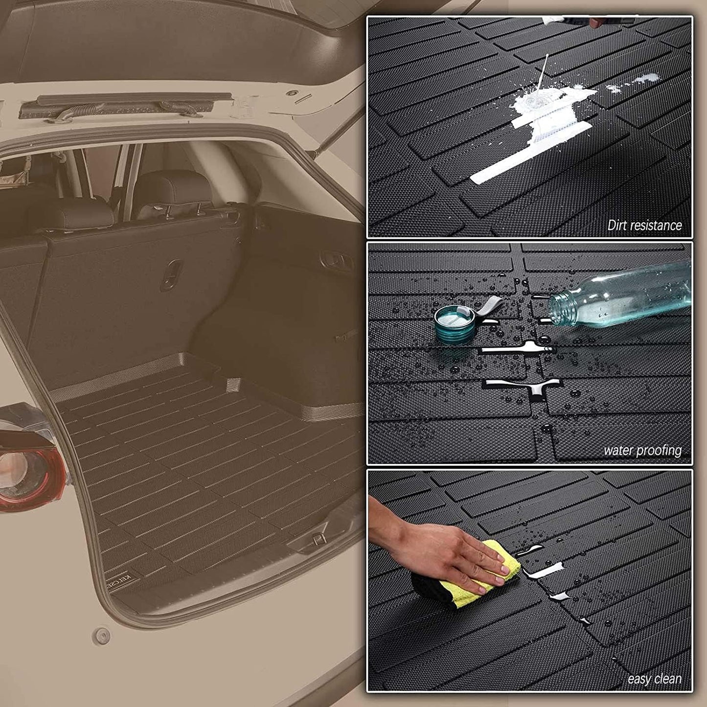 KELCSEECS Cargo Liner Custom for 2025 2024 2023 2022 Hyundai Tucson Hybrid with subwoofer Automotive Cargo Mat All Weather Floor Liners Trunk Mat Hyundai Tucson Hybrid Trunk Liner Accessories Black