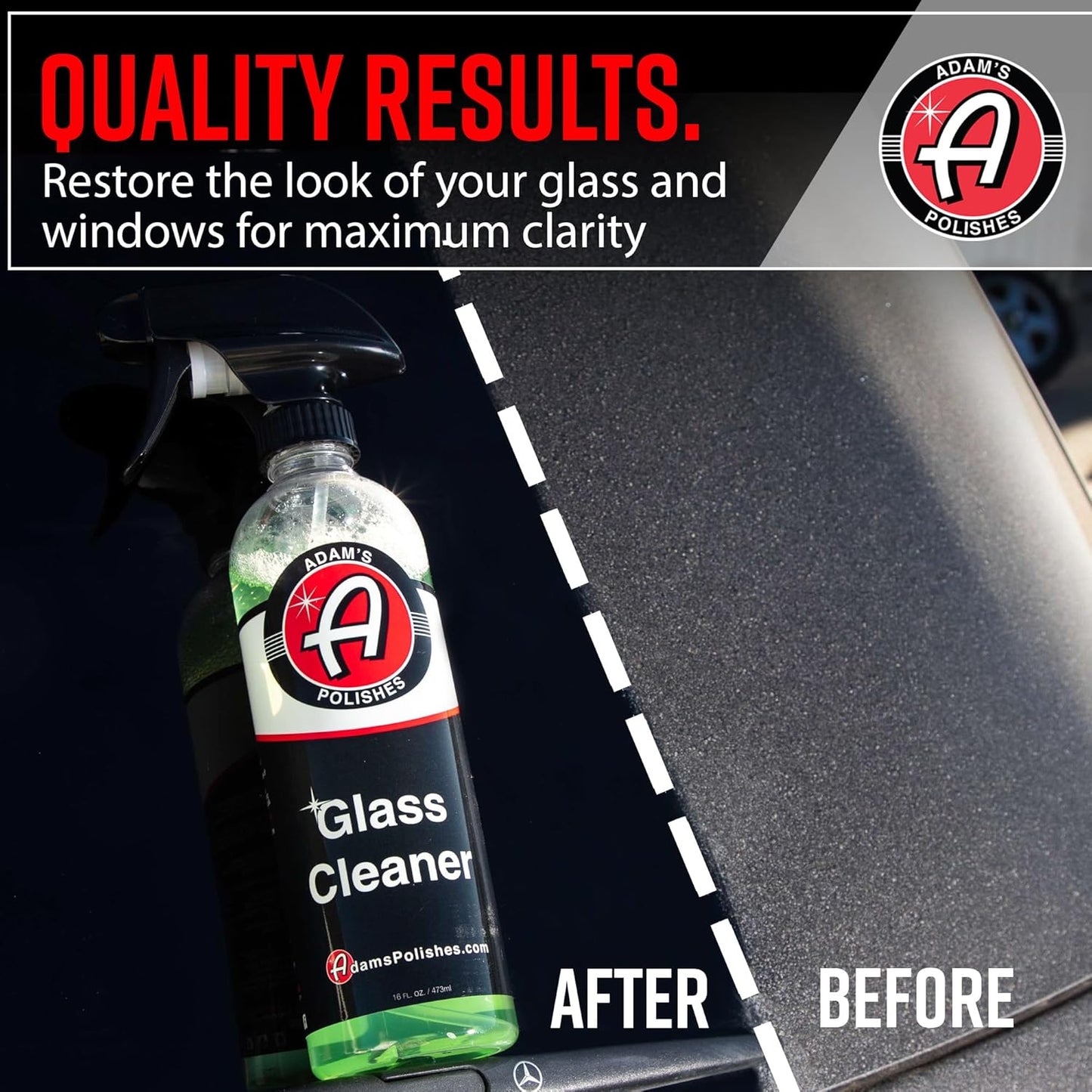 Adam's Polishes Glass Cleaner (Gallon) - Car Window Cleaner | Car Wash All-Natural Streak Free Formula For Car Cleaning | Safe On Tinted & Non-Tinted Glass | Won’t Strip Car Wax or Paint Protection