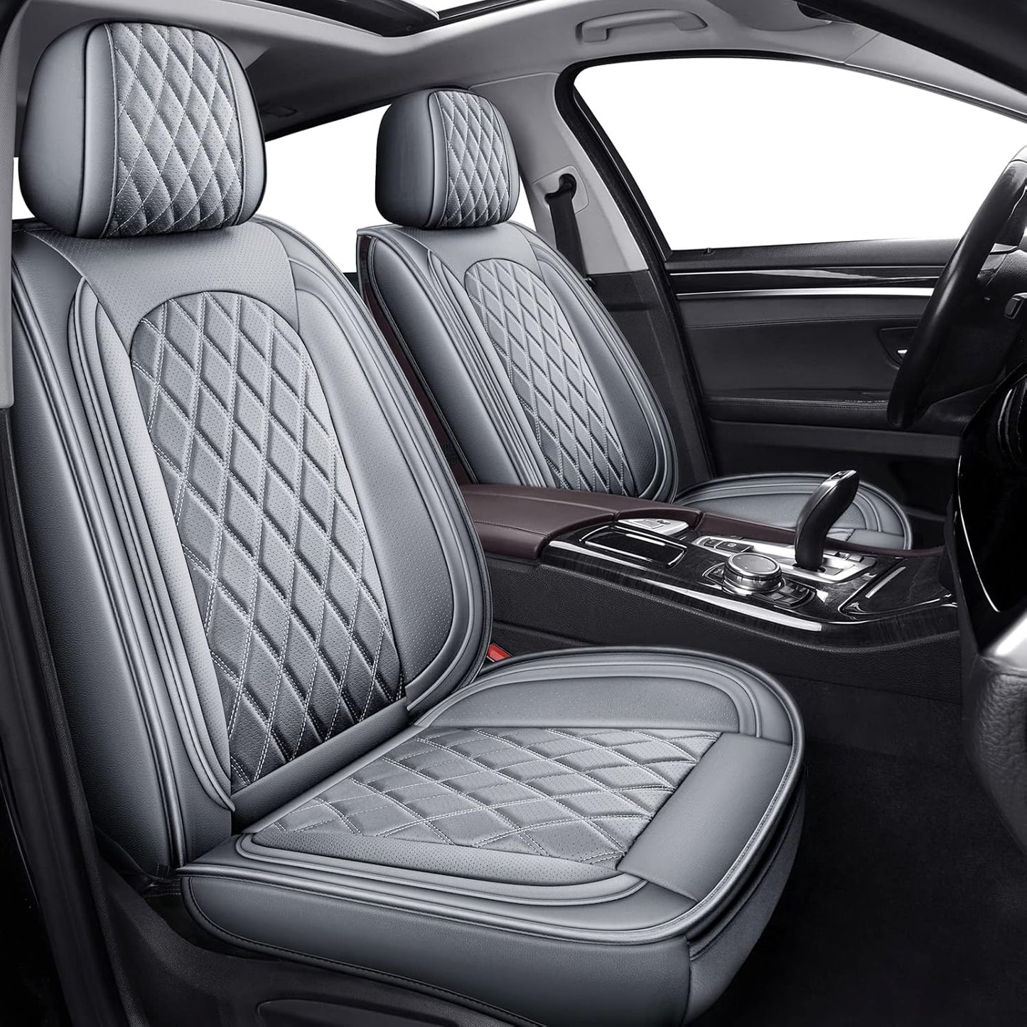 MIROZO 2PCS Ram Seat Cover,Front Seat Covers for Dodge Ram Truck Accessories Compatible with 2009-2025 RAM 1500 2500 3500 Pickup Crew Quad Cab (2PCS Front,Gray)