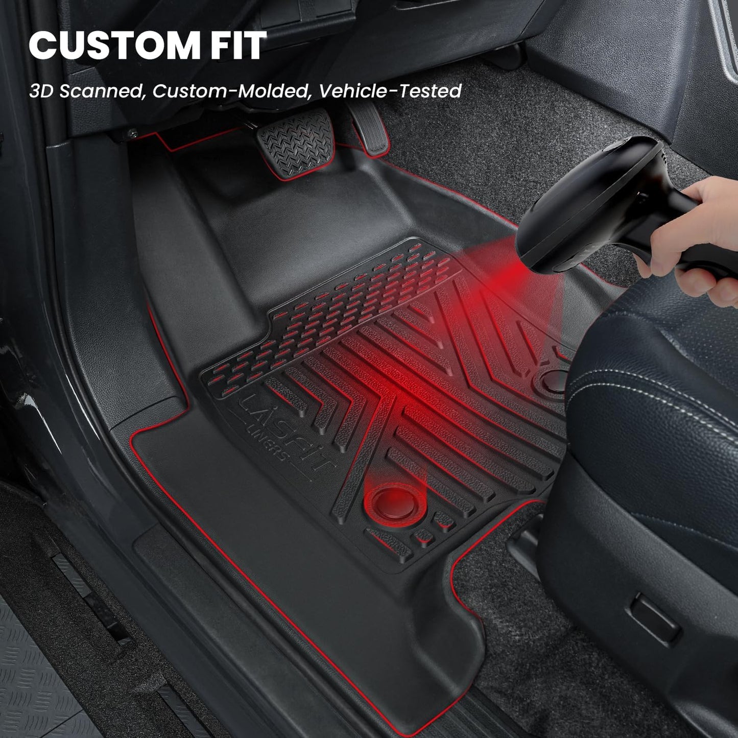 LASFIT Floor Mats for Toyota 4Runner 2025-2026 (Only fit Hybrid) wtih Trunk mat&backrest mat, All Weather TPE Custom Fit Floor Liner for 4 Runner TRD/Limited/Platium 6th gen Front&Rear Car Mats, Black