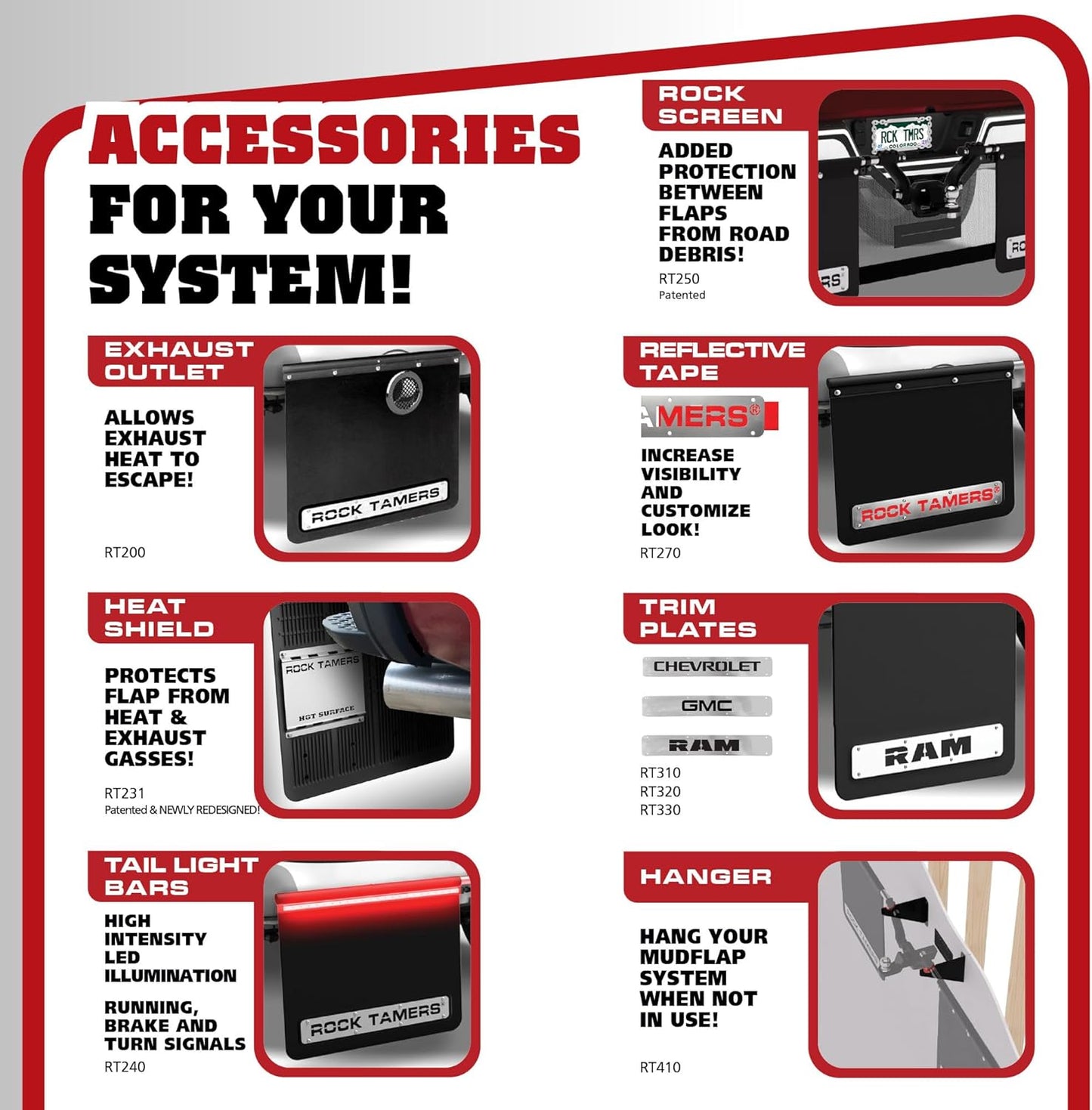 Rock Tamers 00110 - 2.5" Official Mudflap System - 2.5" Hitch Receiver - Hitch Mounted Mud Flaps to Protect What You Tow - Removeable and Adjustable-Black/Stainless Steel - 1 System