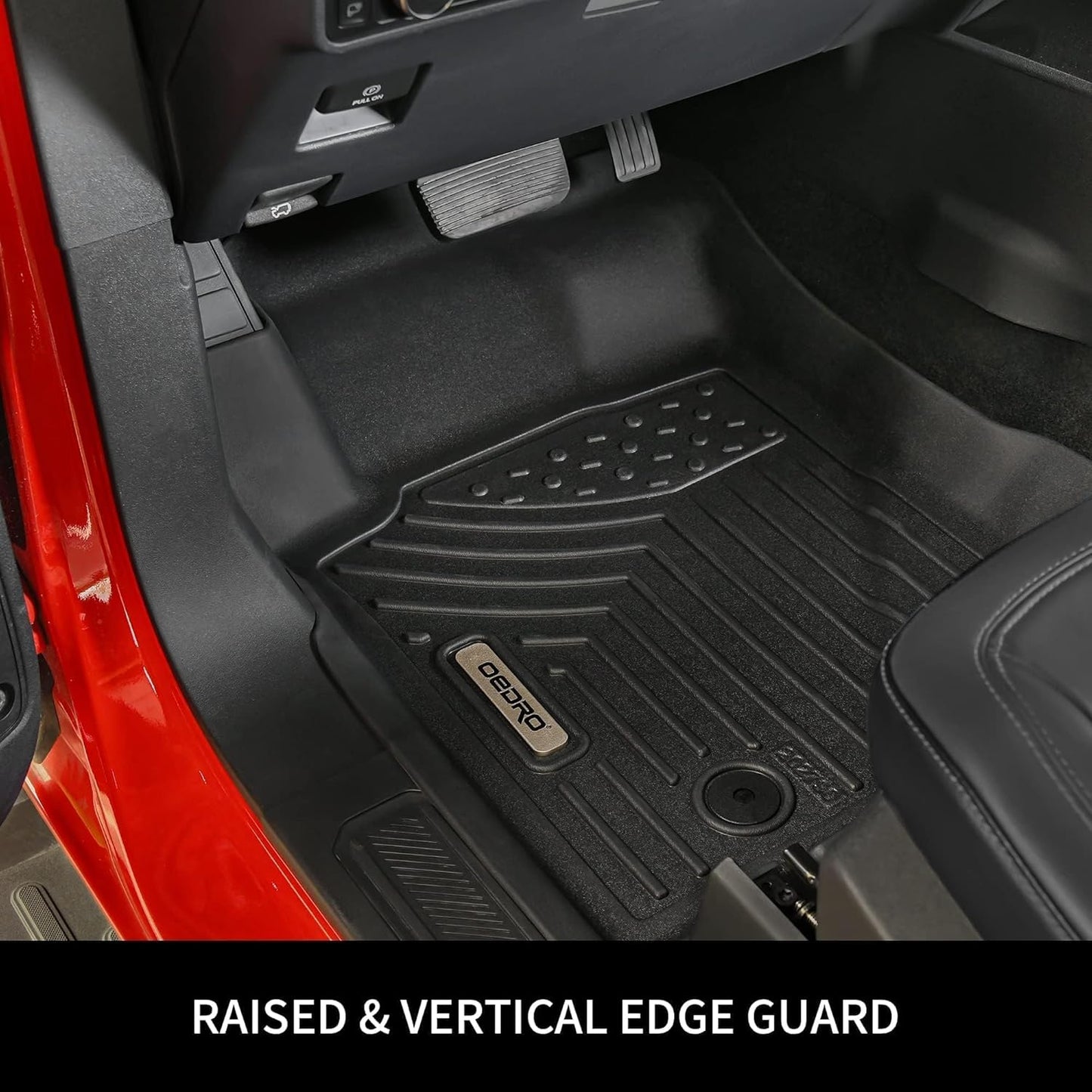 OEDRO Floor Mats Fit for 2017-2021 Nissan Titan / 2016-2021 Nissan Titan XD Crew Cab with 1st Row Bucket Seat, Unique Black TPE All-Weather Guard Includes 1st and 2nd Row: Full Set Liners