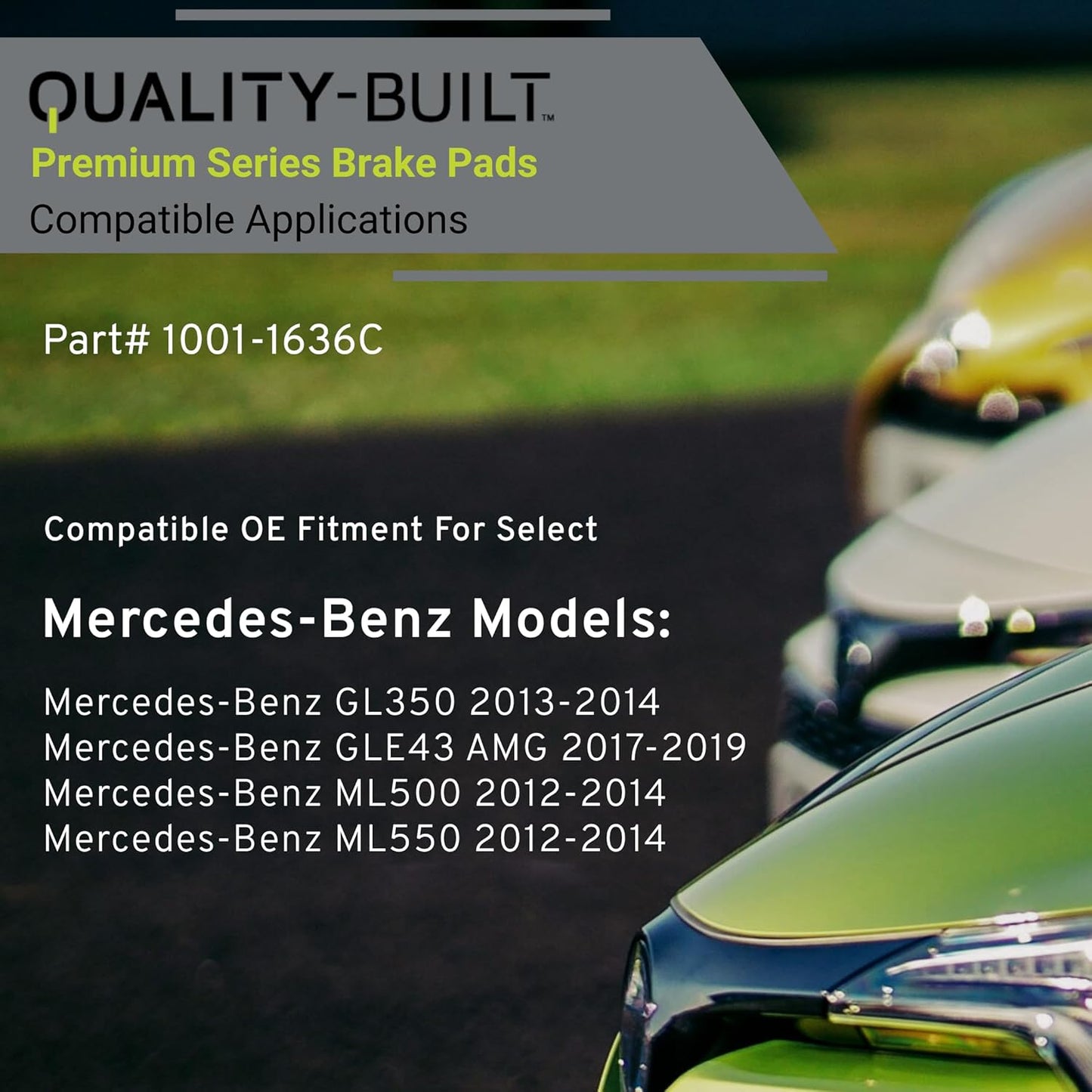 Premium Ceramic Front Brake Pads (1001-1636C) Compatible with Mercedes-Benz GL350 2014-2013, GLE43 AMG 2019-2017, ML500 2014-2012, ML550 2014-2012