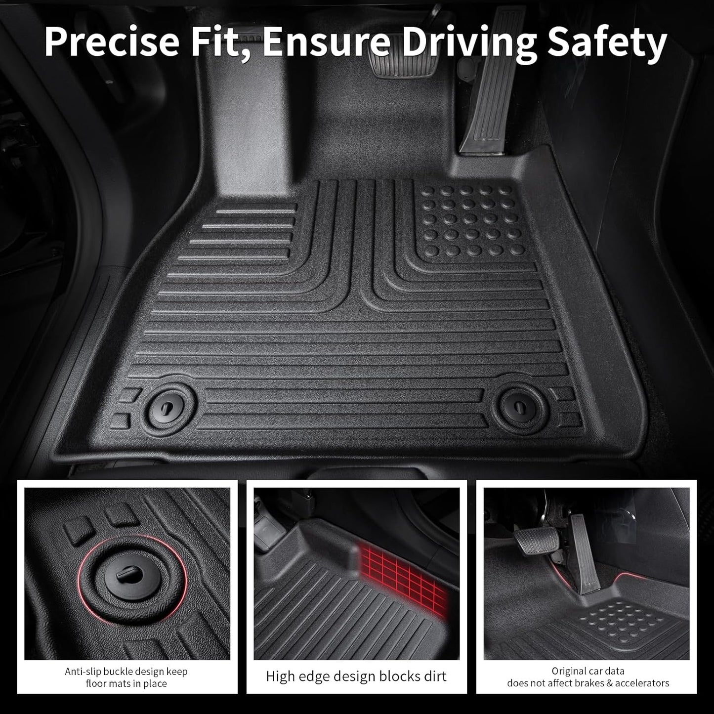 Wayhigh-All Weather Floor Mats for 2015-2020 Chevy Suburban & GMC Yukon XL（Only Fit 8 Seats） (with 2nd Row Bench Seat) Trunk Mat with Backrest Mat Waterproof Duty Rubber Cargo Liners Accessories