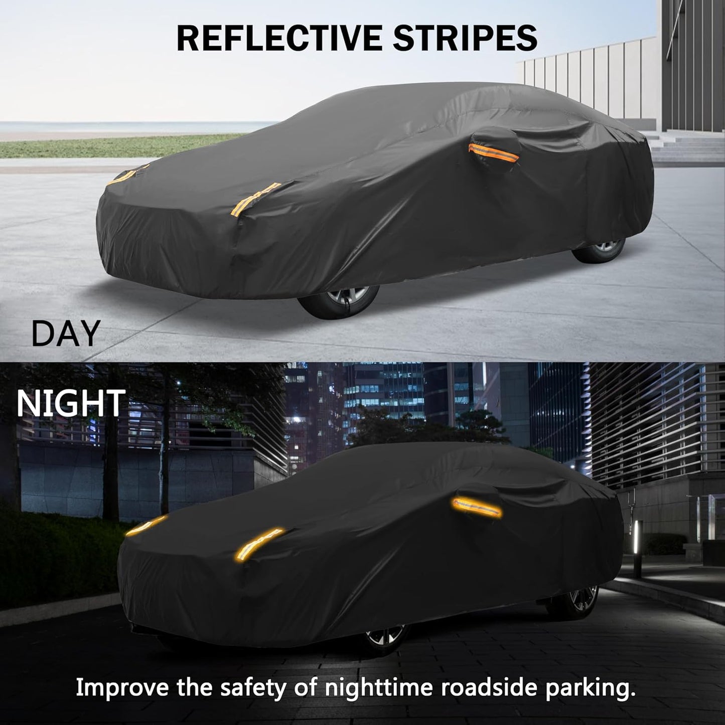 MORNYRAY Compatible with Ford F150,Car Cover Outdoor Waterproof Sun Rain Snow Hail Protection with Driver Door Zipper (Black, Custom Fit Ford F150)