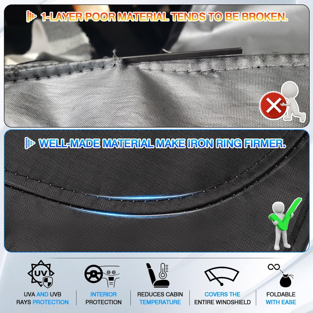Windshield Sun Shade for 2019-2025 2026 Nissan Altima Accessories Thicken 6-Layer Foldable Front Window Sunshade Cover Sun Visor Protector Block UV Rays Keep Vehicle Cool