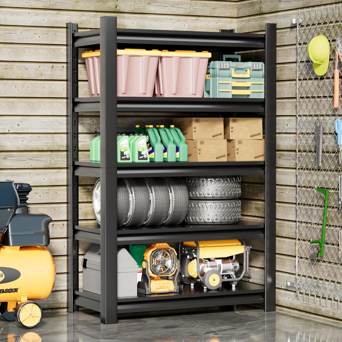 2 Sets Garage Shelving Unit 24" D x 48" W x 72" H Heavy Duty Storage Shelves Easy Assembly 5 Tier Adjustable Metal Shelving Utility Shelf Rack Garage Storage Organizer for Basement, Warehouse