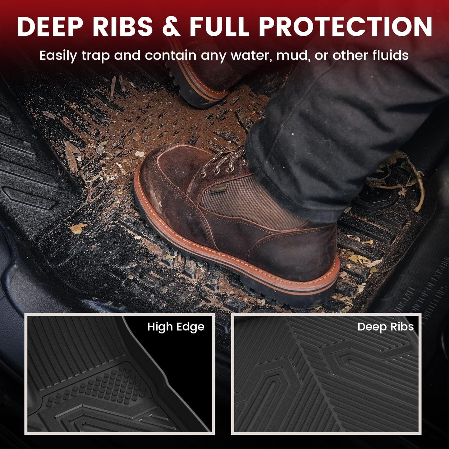 LASFIT Floor Mats & Cargo Liner for Chevrolet Chevy Equinox/GMC Terrain 2018-2024 (Not for Equinox EV 2024-2025), All Weather TPE Custom Fit Floor Mats, Car Mats Full Set for Equinox/Terrain, 4PCS