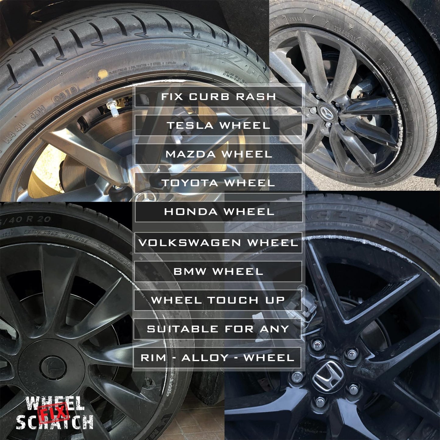 Gloss Black Rim Touch Up Paint Kit, Car Wheel Scratch Repair Kit, Wheel Touch Up Paint Pen, curb rim repair kit, curb rash repair Kit, Universal Rim Alloy Gloss Black Wheel Paint (Gloss Black)