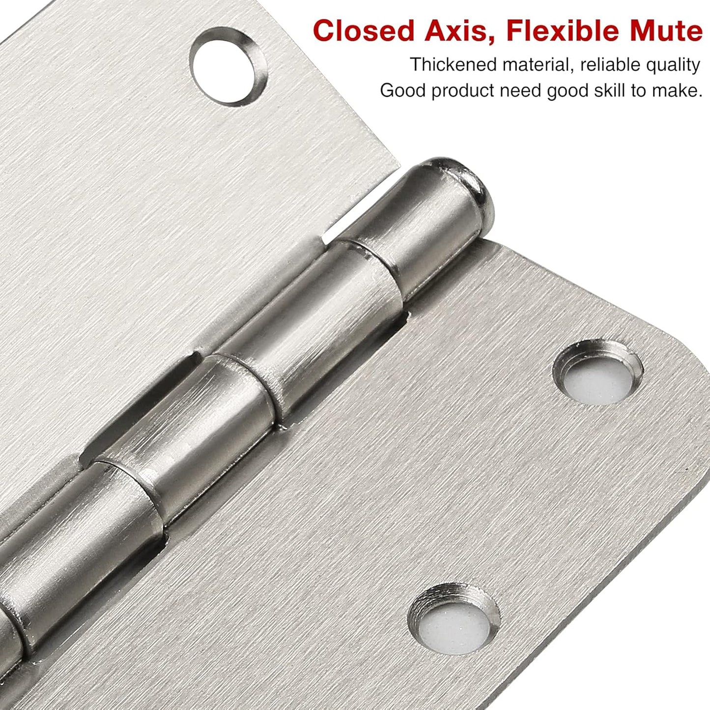 3 Pack Rounded Door Hinges Brushed Nickel 3.5 Inch 5/8" Radius Hardware Satin 3 ½" Heavy Duty Flat Iron Silver Hinge for Doors Kit Interior 3 1/2" Bedroom Kitchen Living Storage Study Room Hallway