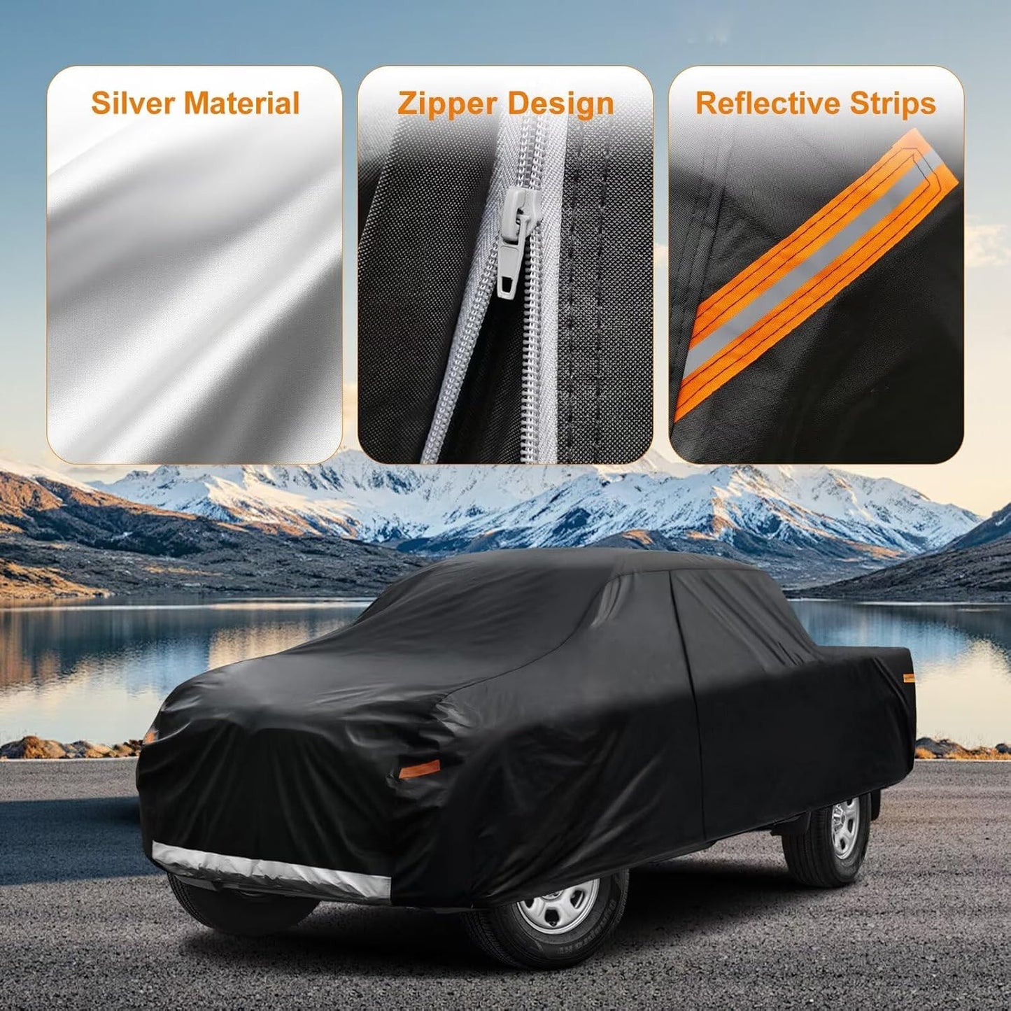 Kayme Truck Cover Custom Fit Ford F-250(1999-2025) Super Cab Long Bed. Full Exterior Heavy Duty Outdoor Pickup Truck Car Cover Waterproof All Weather.Car Tarp for Wind Sun Dust Protection.Black
