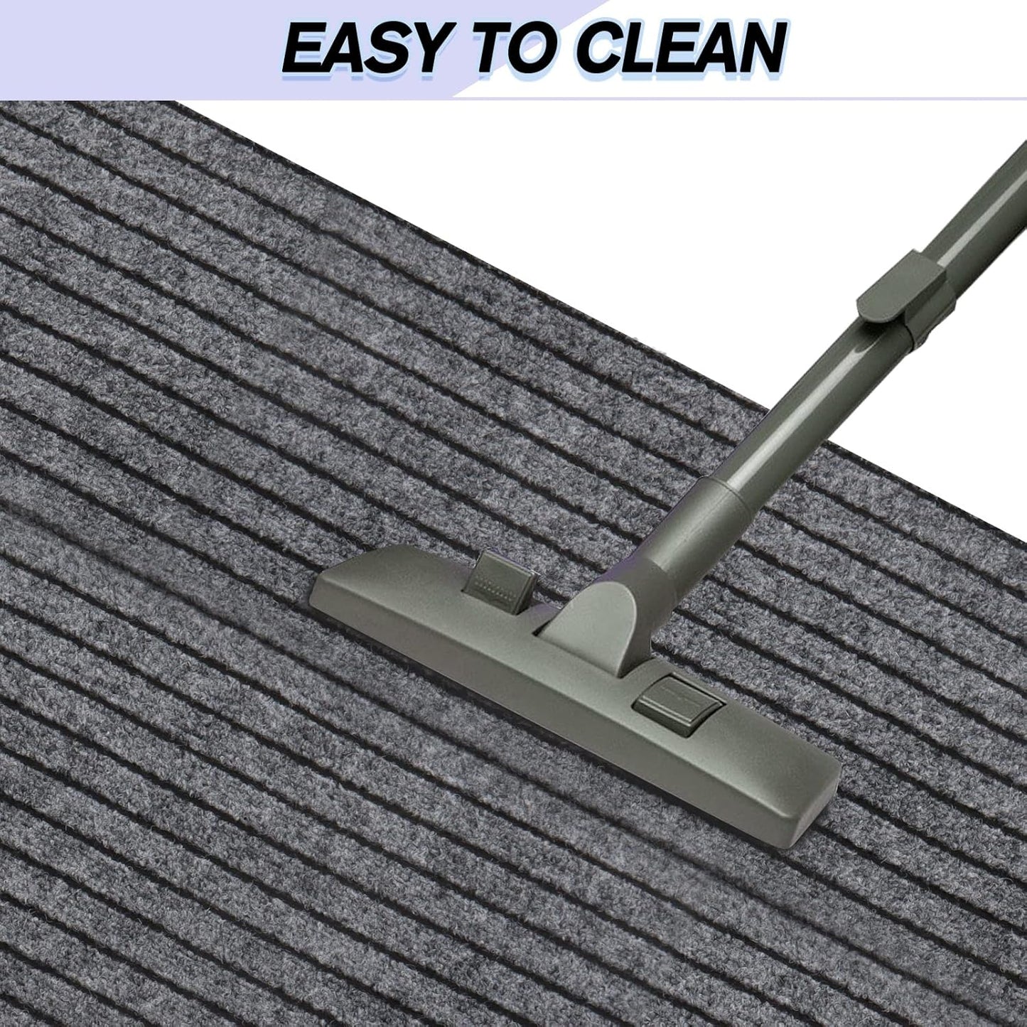 Custom Size Backed Non-Slip Area Rugs Runner, Easy Clean, Waterproof Runner Rugs for Hallway Entryway, Kitchen, Laundry, 4FT x 73FT, Gray Stripe
