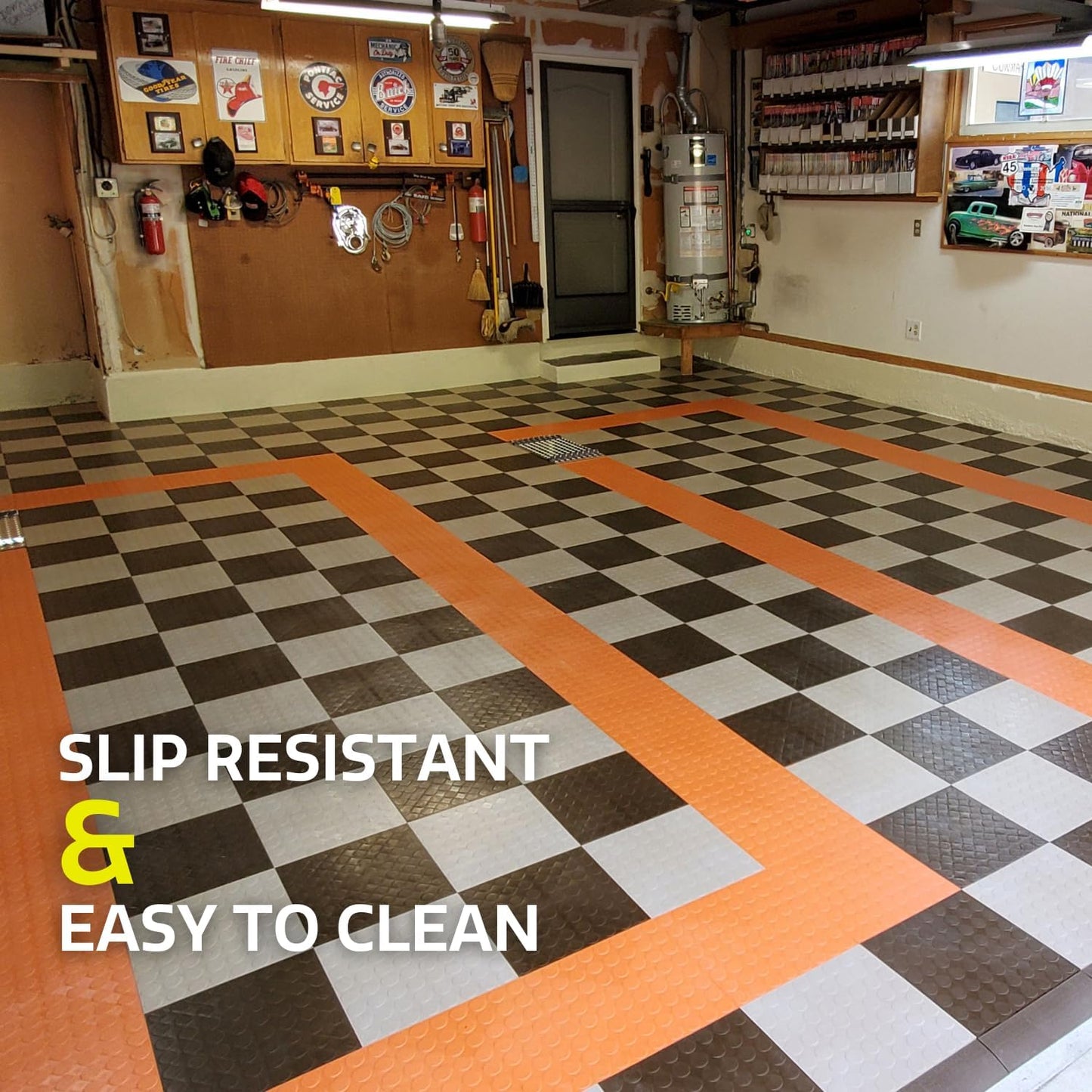 Big Floors RaceDeck CircleTrac, Interlocking Non-Slip Garage Flooring Tile, Durable, Modular, Heavy-Duty Copolymer, Easy Install (Black, 24 Pack of 12 x 12" Tiles)