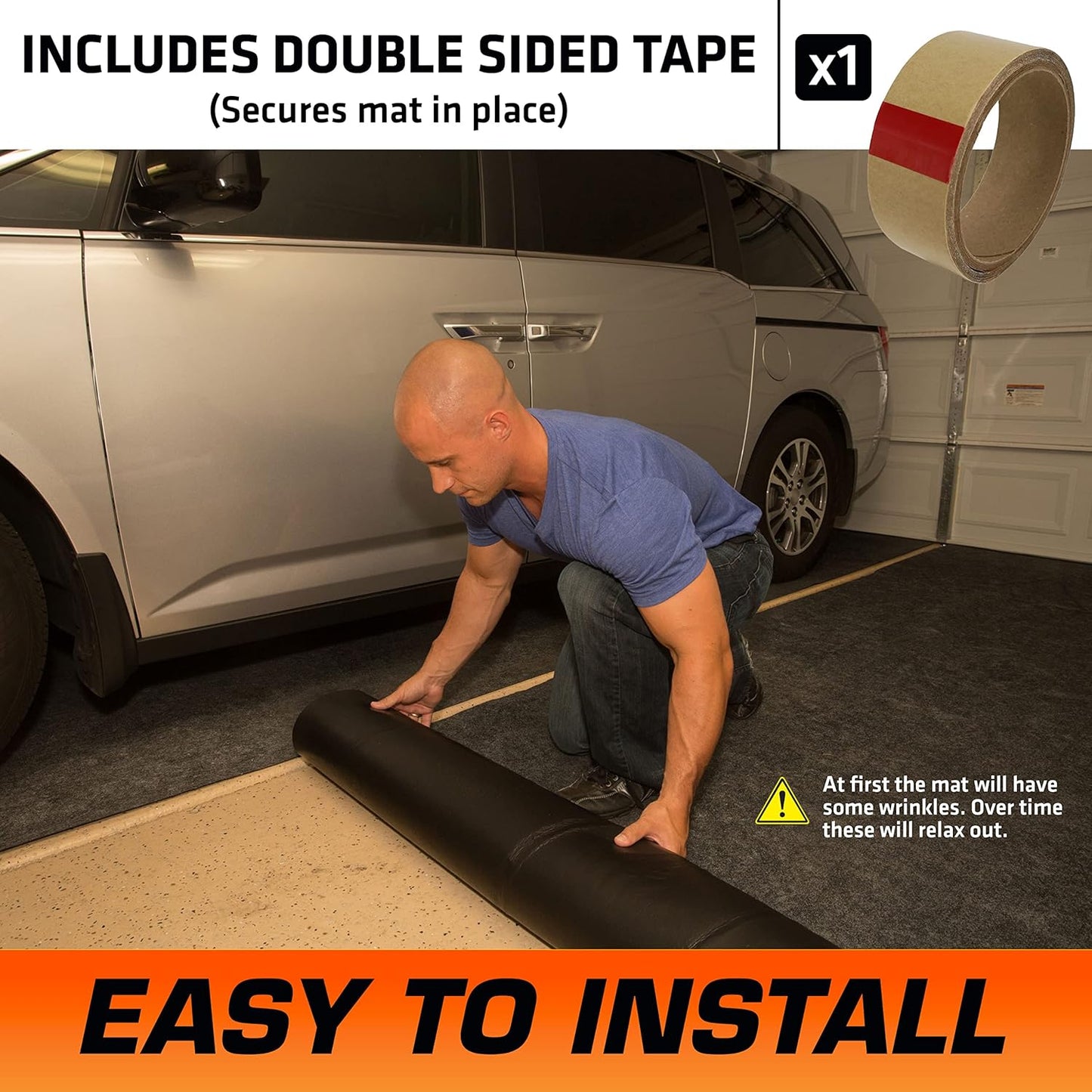 Armor All Original Garage Floor Mat, (17' x 7'4"), (Includes Double Sided Tape), Protects Surfaces, Transforms Garage - Absorbent/Waterproof/Durable (USA Made) (Charcoal)