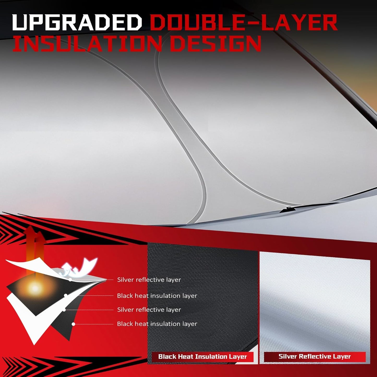 Windshield Sun Shade for 2017-2025 Chrysler Pacifica Minivan Foldable Sun Sunshade for Car Front Window Blocks UV Rays and Heat Automotive Interior Protector Custom Fit Accessories