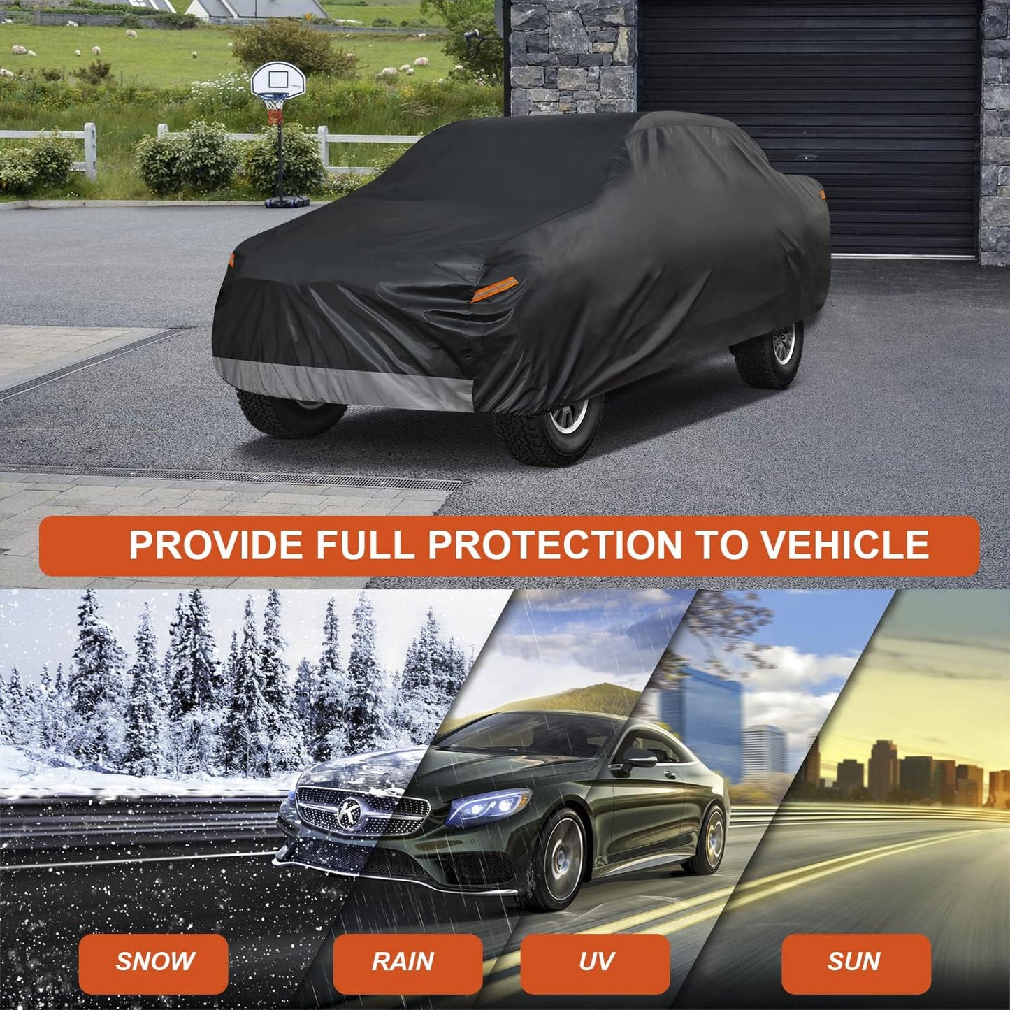 Kayme 7 Layers Truck Cover Fit Ford Ranger (2019-2025) Super Cab/Crew Cab Bed, Waterproof All Weather, Heavy Duty Outdoor Pickup Truck Cover Sun UV Rain Protection.