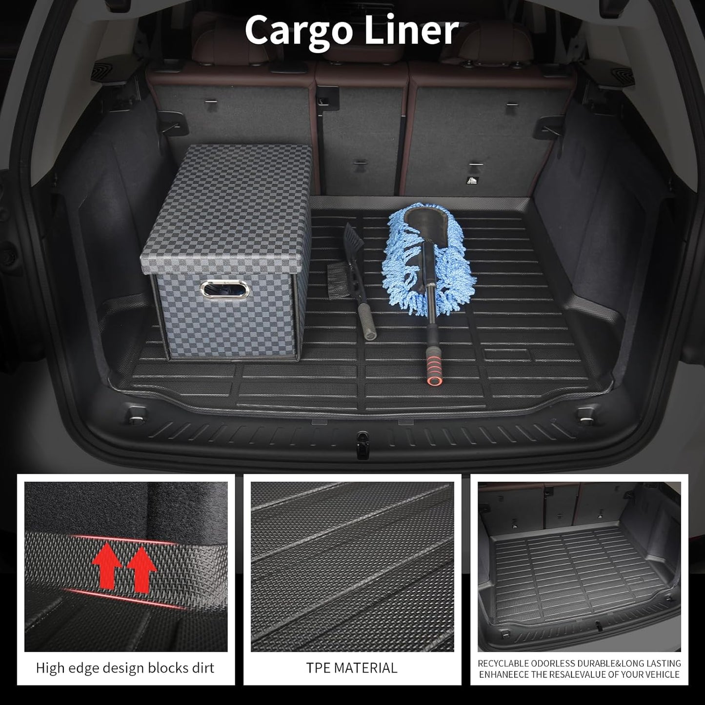 Wayhigh-All Weather Floor Mats and Cargo Liner Set Fit for Kia Seltos 2024 2025 S | LX丨EX丨SX丨X-Line, TPE Car Mats Set (Floor Mats+Rear Trunk Mat) for 2025 Seltos Accessories