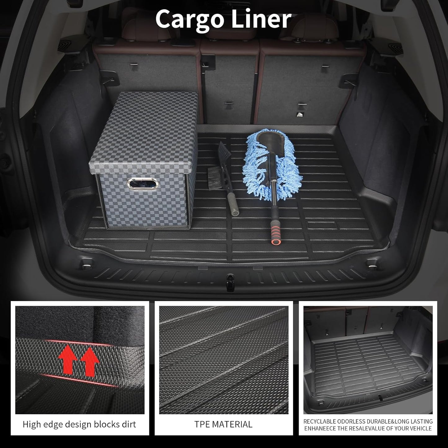 Wayhigh-Floor Mats & Cargo Liner Set for 2022 2023 2024 2025 Hyundai Tucson Hybrid All Weather TPE Car Mats Waterproof Heavy Duty Rubber Floor Liners for Tucson Hybrid Accessories- Black
