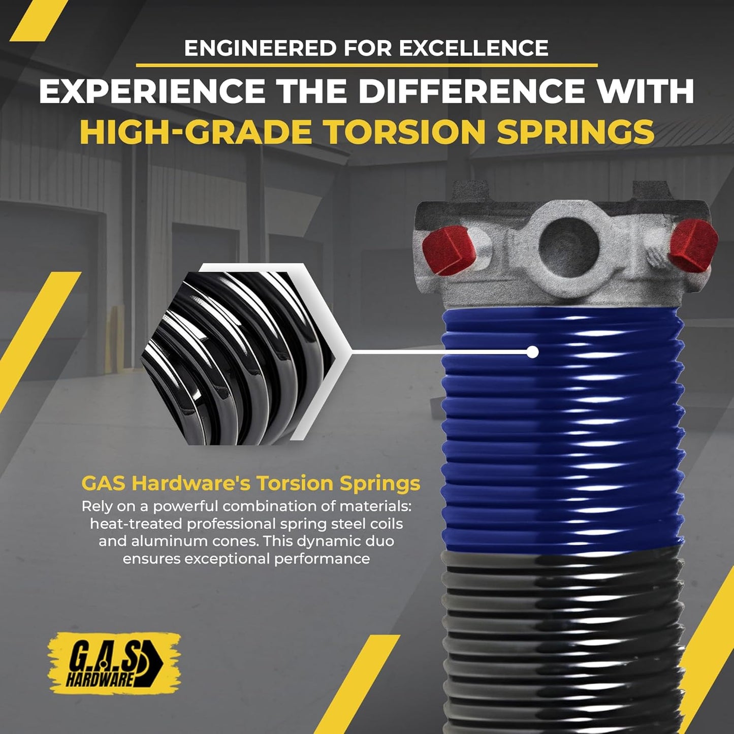Garage Door Torsion Spring 262x1.75x40 Includes 1” Steel Bearing, Gloves, Manual, and Winding Bars for Right Side of Garage Door Precision E-Coating 5-Year Warranty Min. 30,000 Cycles (Black Cone)
