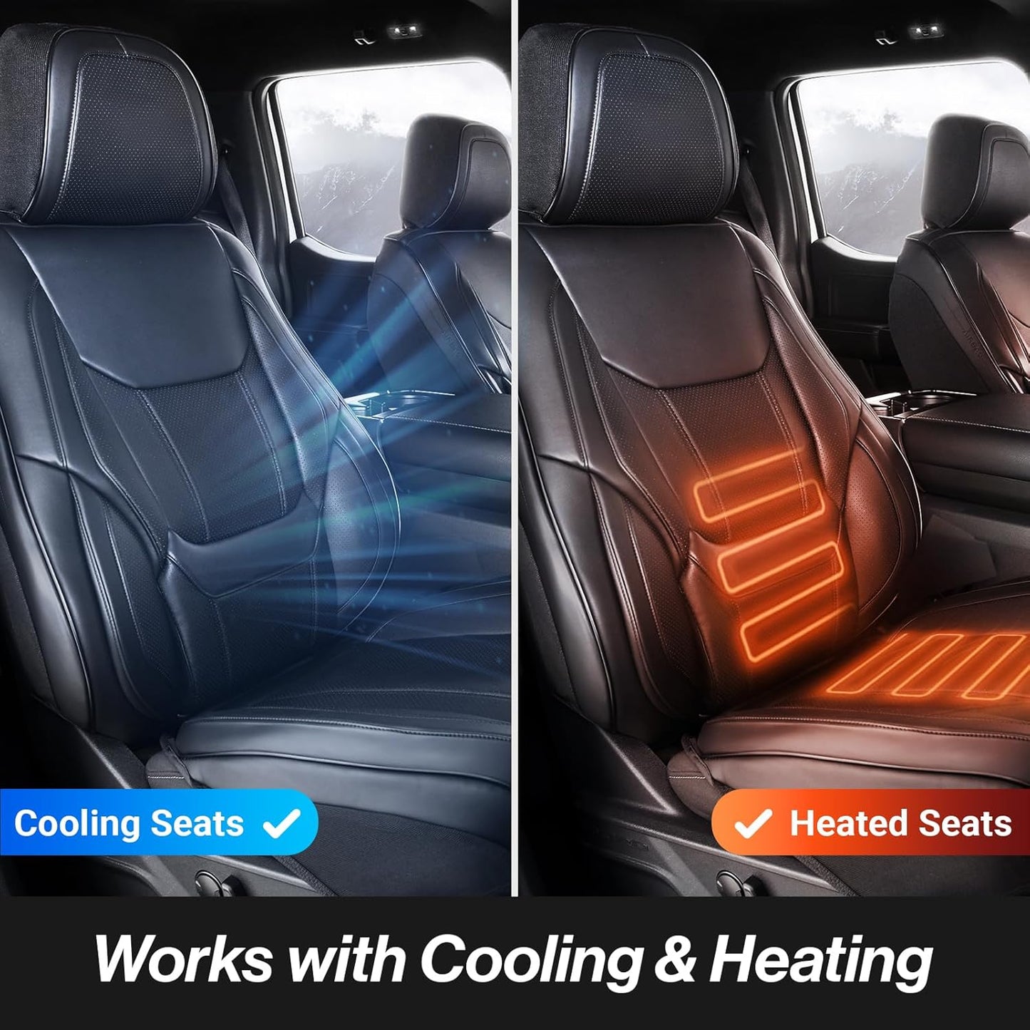 Coverland Custom Car Seat Covers Compatible with 2007-2013 Silverado 1500 Crew Cab, Extended Cab - Premium Leather Non-Slip Waterproof Interior Protector Full Set-Black [See Size Chart-Size X133]