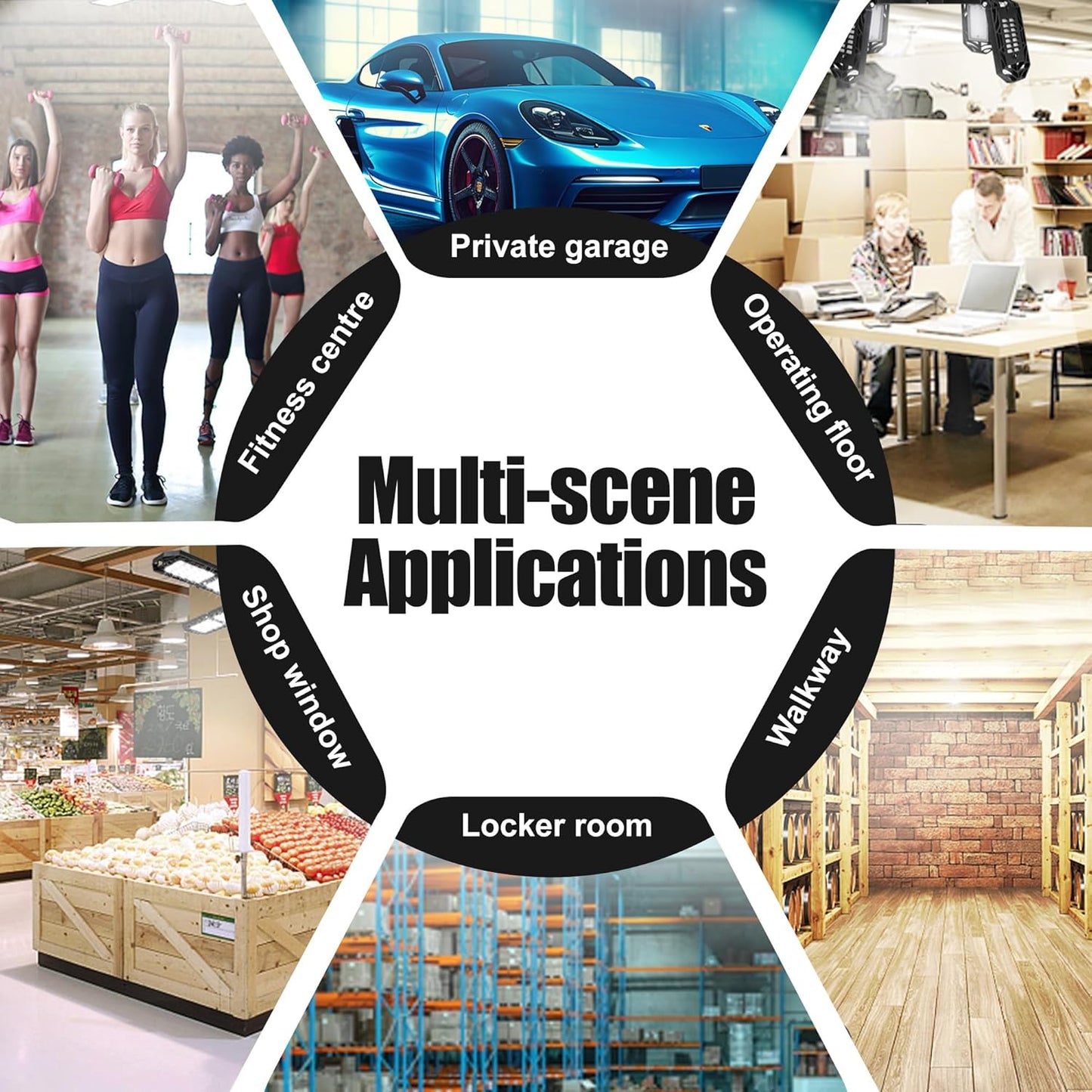 LED Garage Light,Super Bright Screw in E26/E27 Ceiling Shop Work Lamp, 350W 35000 Lumen Deformable Basement Bulb Fixture with 16+1 Adjustable Panels, Lighting for Workshop, Attic