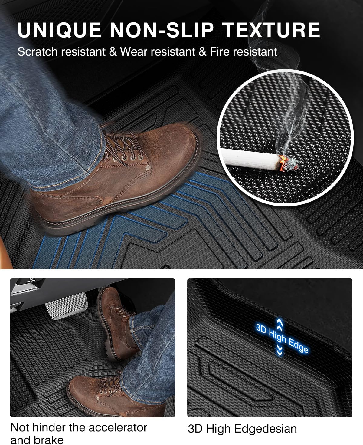 Powerty Floor Mats & Cargo Liner for 2019-2024 2025 Toyota RAV4 Accessories Floor Mats 2 Row Liner Set All Weather TPE 3D Floor Liners&Rear Cargo Mat