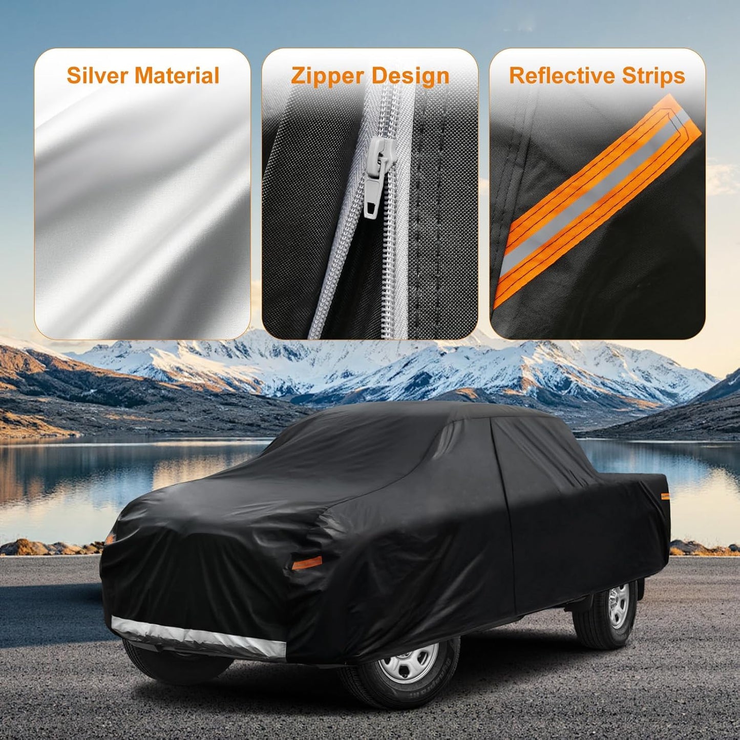 Kayme Truck Cover Custom Fit Dodge Ram 1500(2009-2025) Quad Cab Short Bed. Full Exterior Heavy Duty Outdoor Pickup Truck Car Cover Waterproof All Weather.Car Tarp for Wind Sun Dust Protection.Black