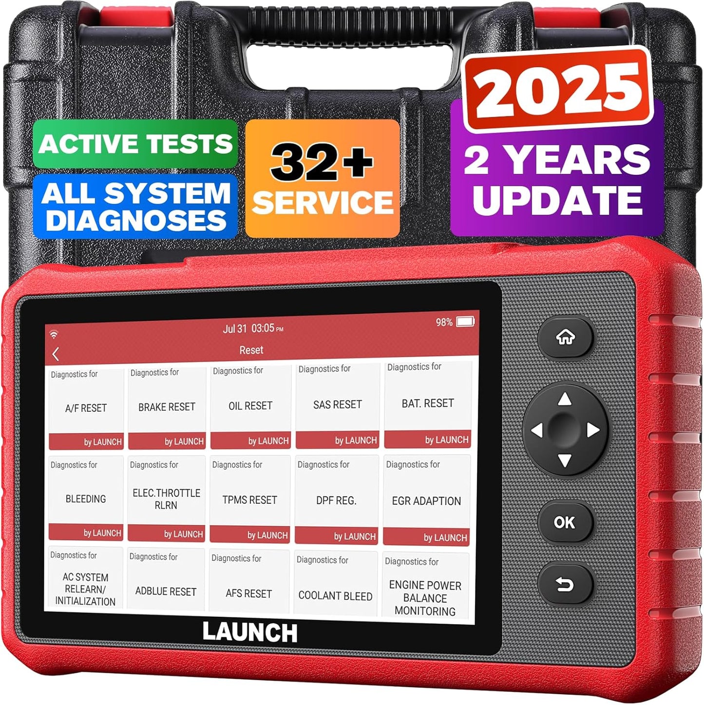 LAUNCH OBD2 Scanner CRP919X Lite, Active Tests & 32+ Reset Services Bidirectional Scan Tool, 2025 New with 2-Year Free Update, OE-Level Full System Scan Tool, ABS Bleeding, BMS/Oil Reset, Auto VIN