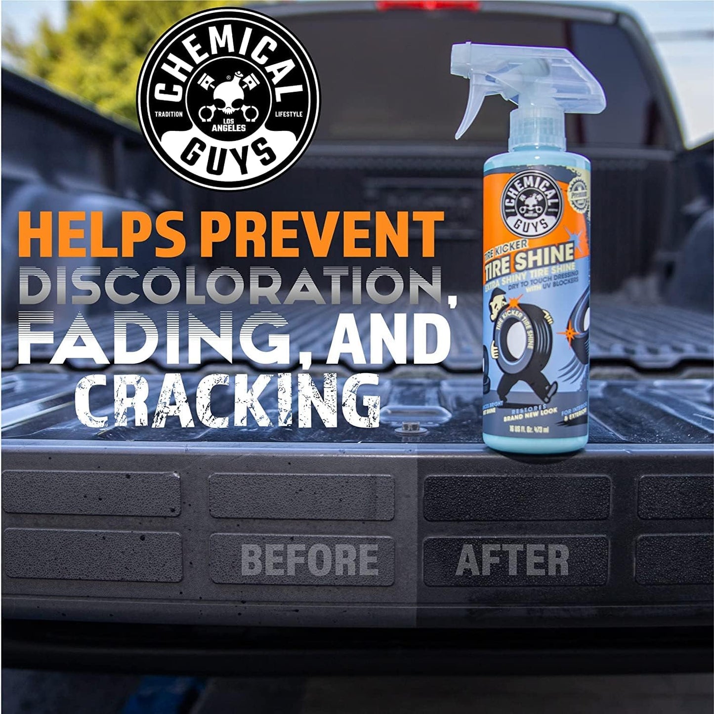 Chemical Guys Tire Kicker Sprayable Extra Glossy Tire Shine (Works on Rubber, Vinyl & Plastic) Safe for Cars, Trucks, Motorcycles, RVs & More, Extra Large Size 32 fl oz