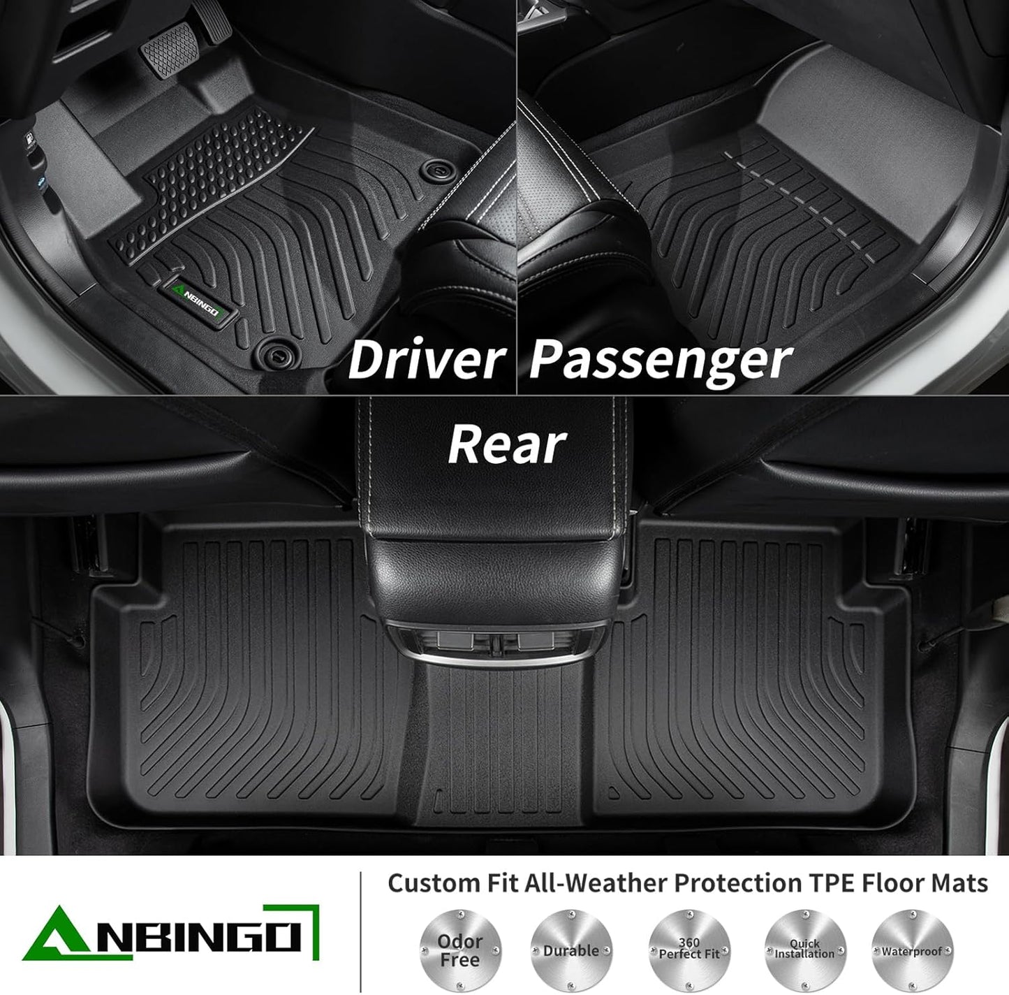 ANBINGO®Floor Mats Fit for Infiniti QX50 2019-2025 All Weather Mats for Infiniti QX50 TPE Car Mat Rugs for Infiniti QX50 Rubber Trunk Carpet for QX50