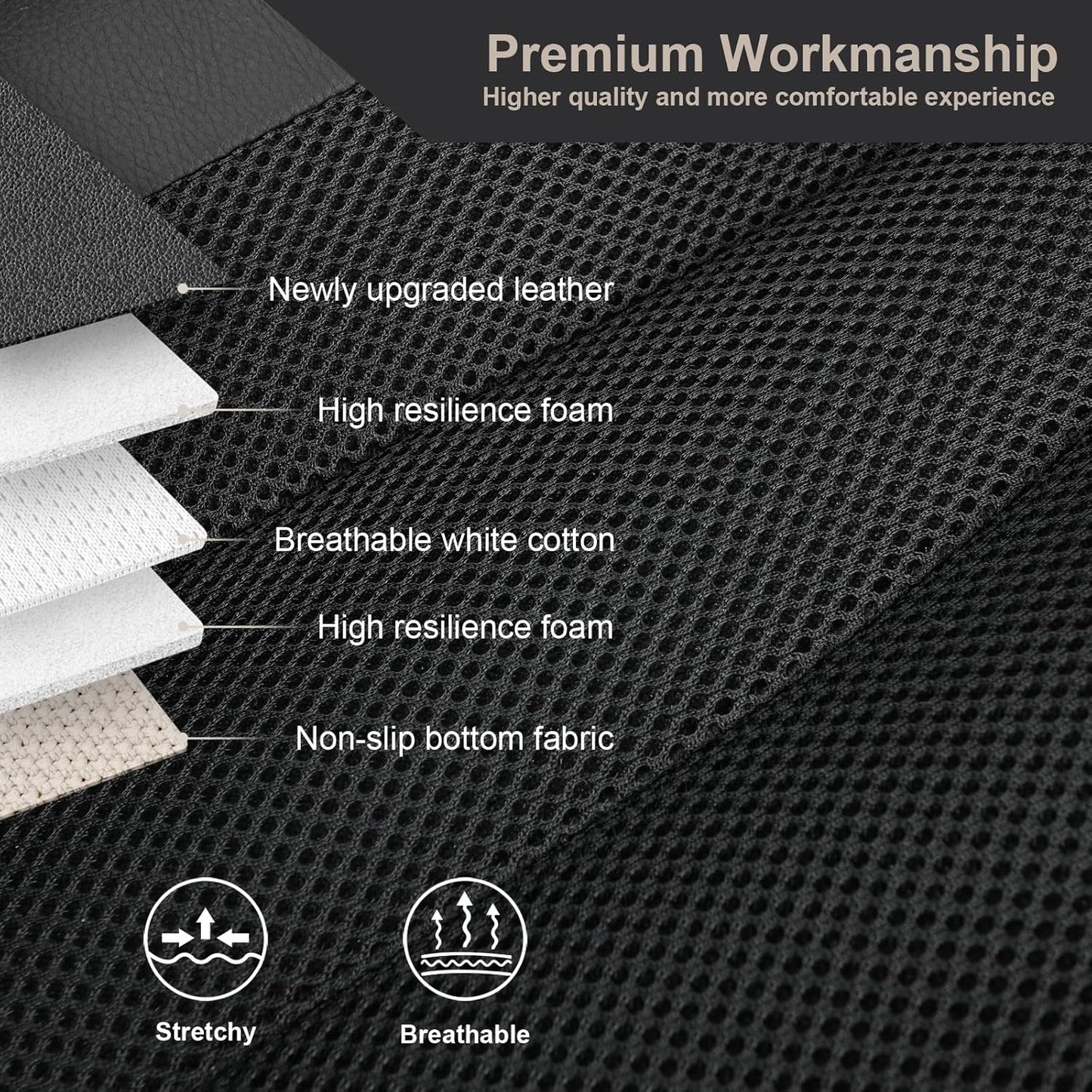 GIANT PANDA Front Car Seat Cover Custom Fit Toyota, 3D Air Mesh Car Seat Covers for Toyota Rav4 Camry Highlander Corolla Prius (Black) 2-Pack