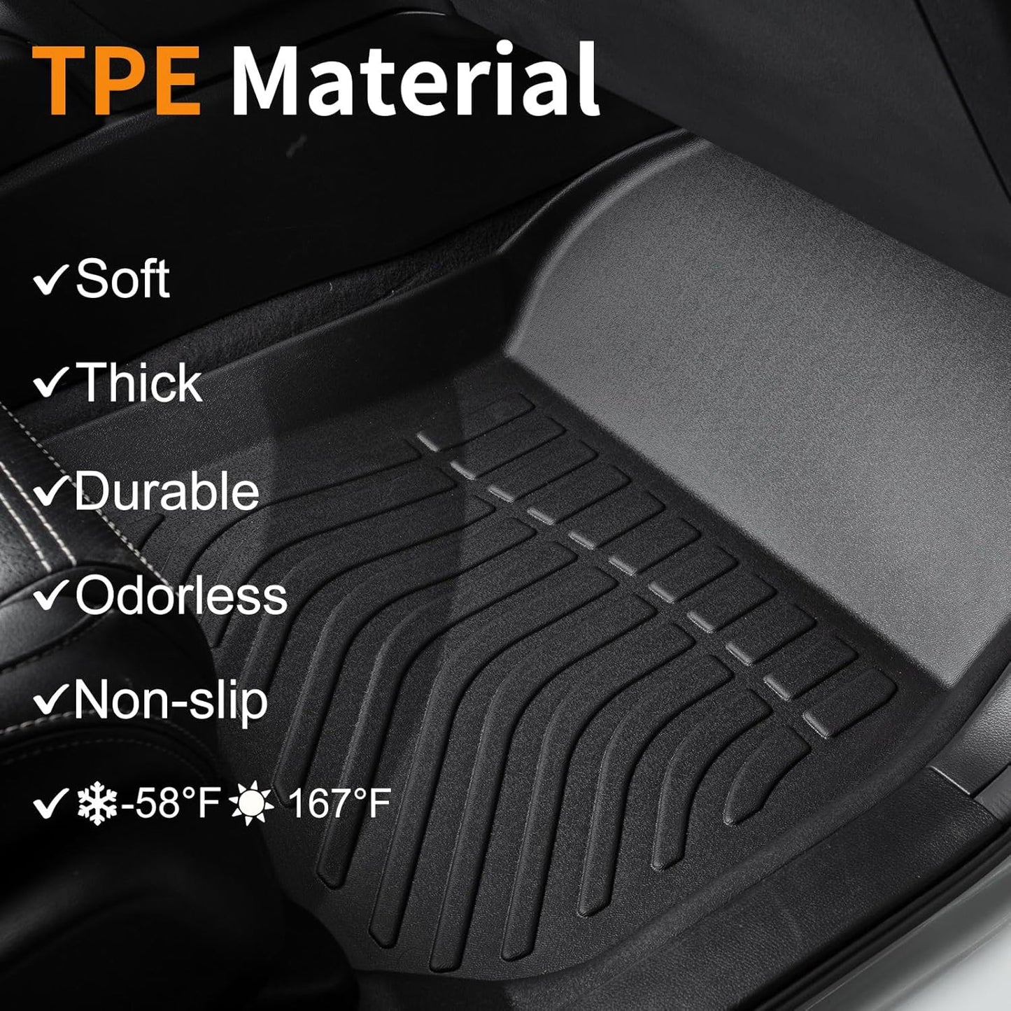 Binmotor-All Weather Car Floor Mats Cargo Liner Set for Audi Q7/SQ7 2020-2024 2025(Not for 5 Seats), 2 Rows with Cargo Mat TPE Rubber Liners for Audi Q7 Accessories Trunk Mat-Black