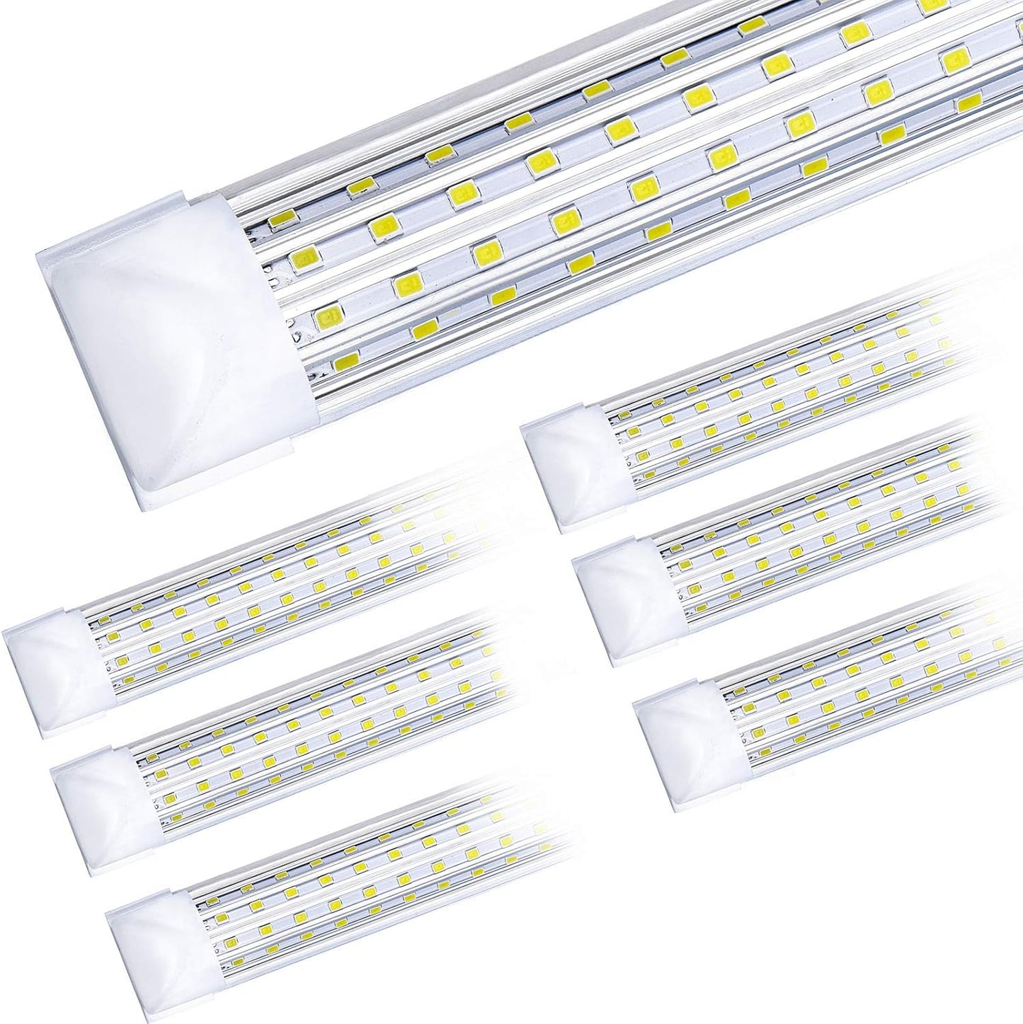 6 Pack, LED Shop Light, 4FT 72W 7500LM 5000K, Daylight White, U Shape, Clear Cover, Hight Output, Linkable Shop Lights, T8 LED Tube Lights, LED Shop Lights for Garage 4 Foot with Plug