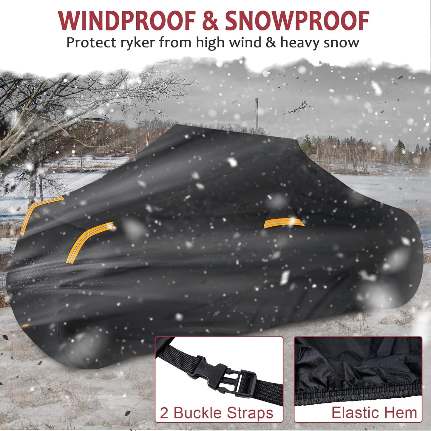StarknightMT Ryker Cover, Full Cover Compatible with Can-Am Ryker 900 600 Sport Rally Edition All-Weather PU Waterproof Cover for Indoor Outdoor Snow Rain Dust Sun Protection Accessories Vent