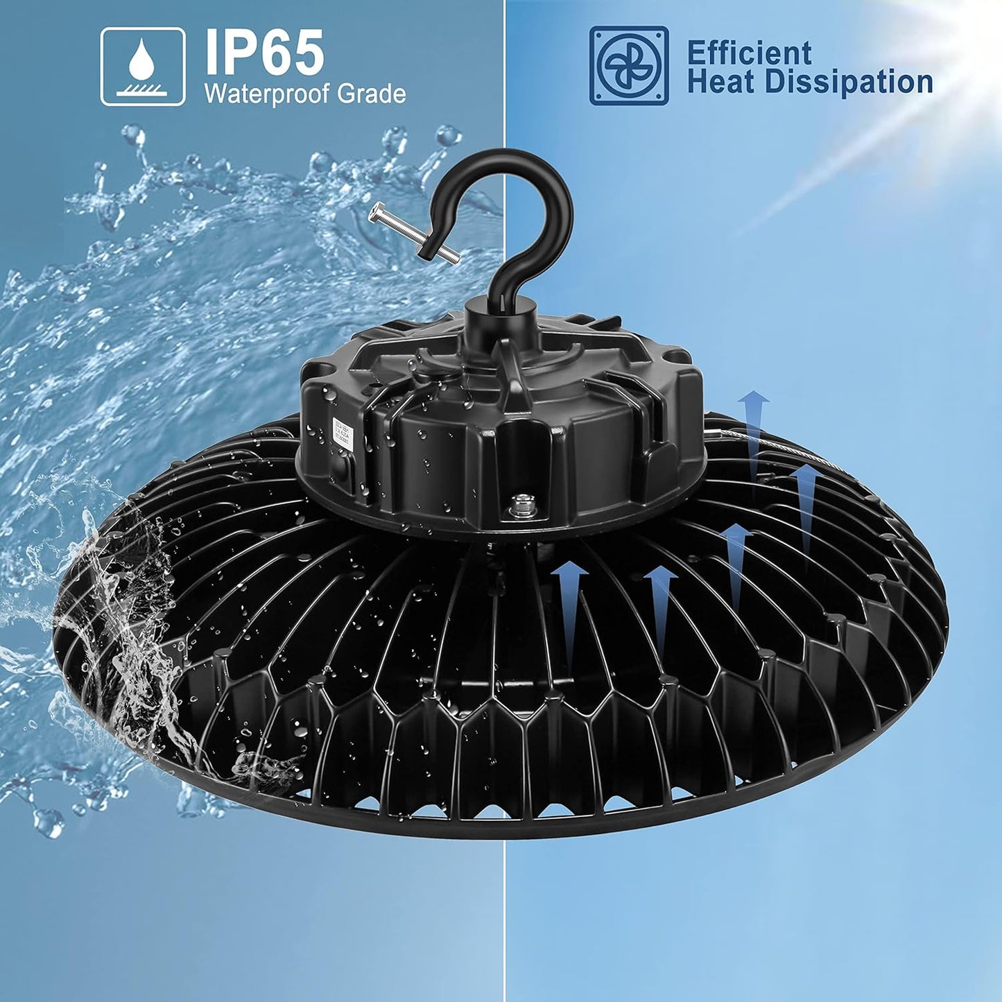 3 Pack 300W LED High Bay Light, UL&DLC Listed 41000LM Dimmable UFO High Bay LED Lights for Warehouse, 5000K Daylight IP65 Waterproof Commercial Bay Lighting 𝐀𝐂𝟏𝟎𝟎-𝟐𝟕𝟕𝐕